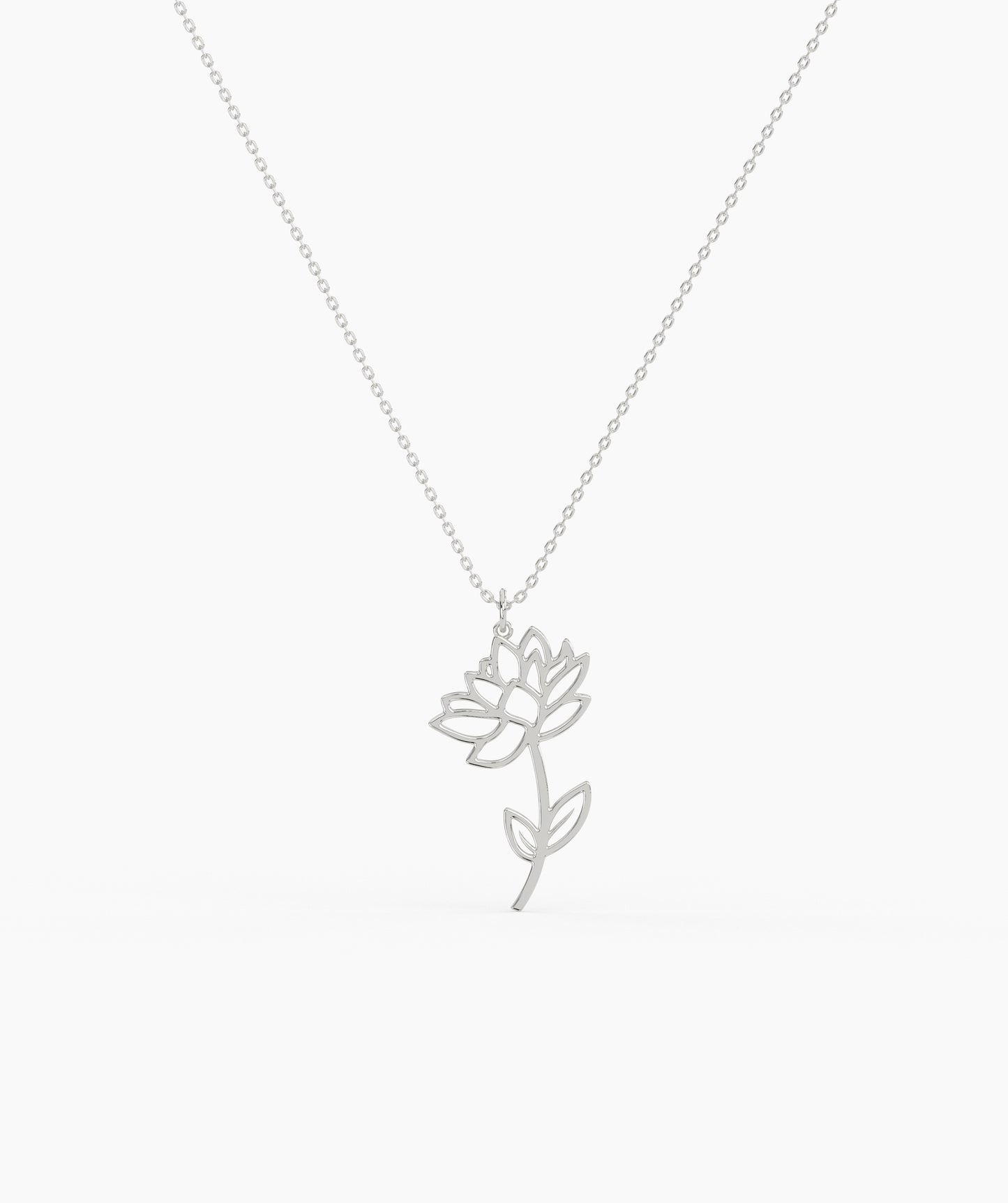 Personalized Birth Flower with Name Cut-Out Pendant Necklace