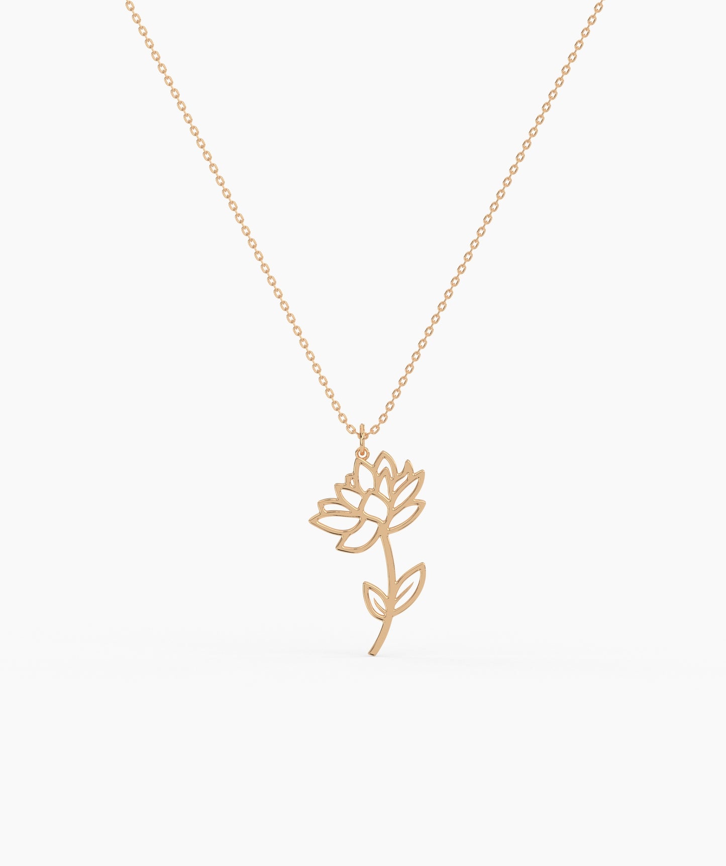 Personalized Birth Flower with Name Cut-Out Pendant Necklace