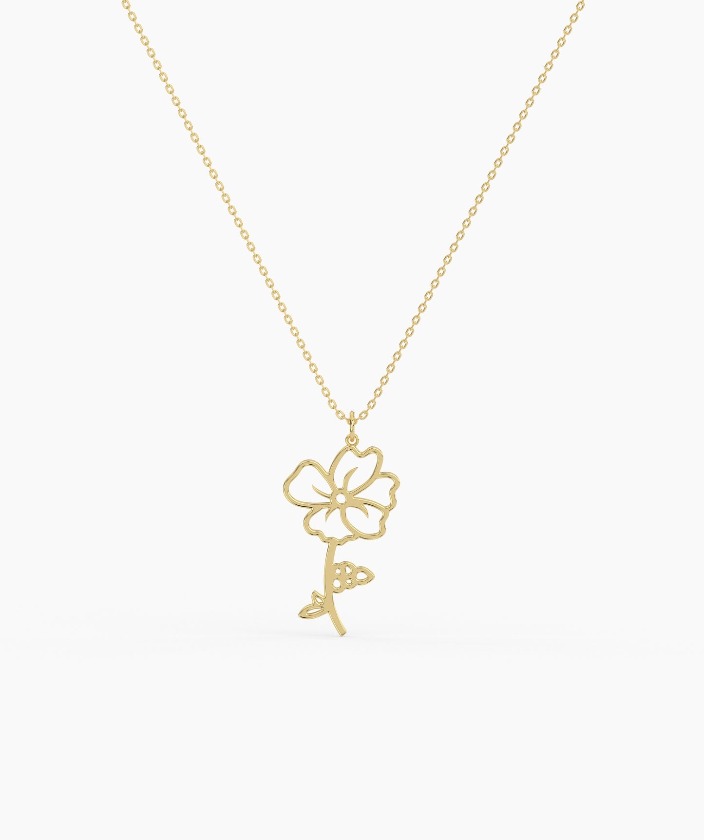 Personalized Birth Flower with Name Cut-Out Pendant Necklace