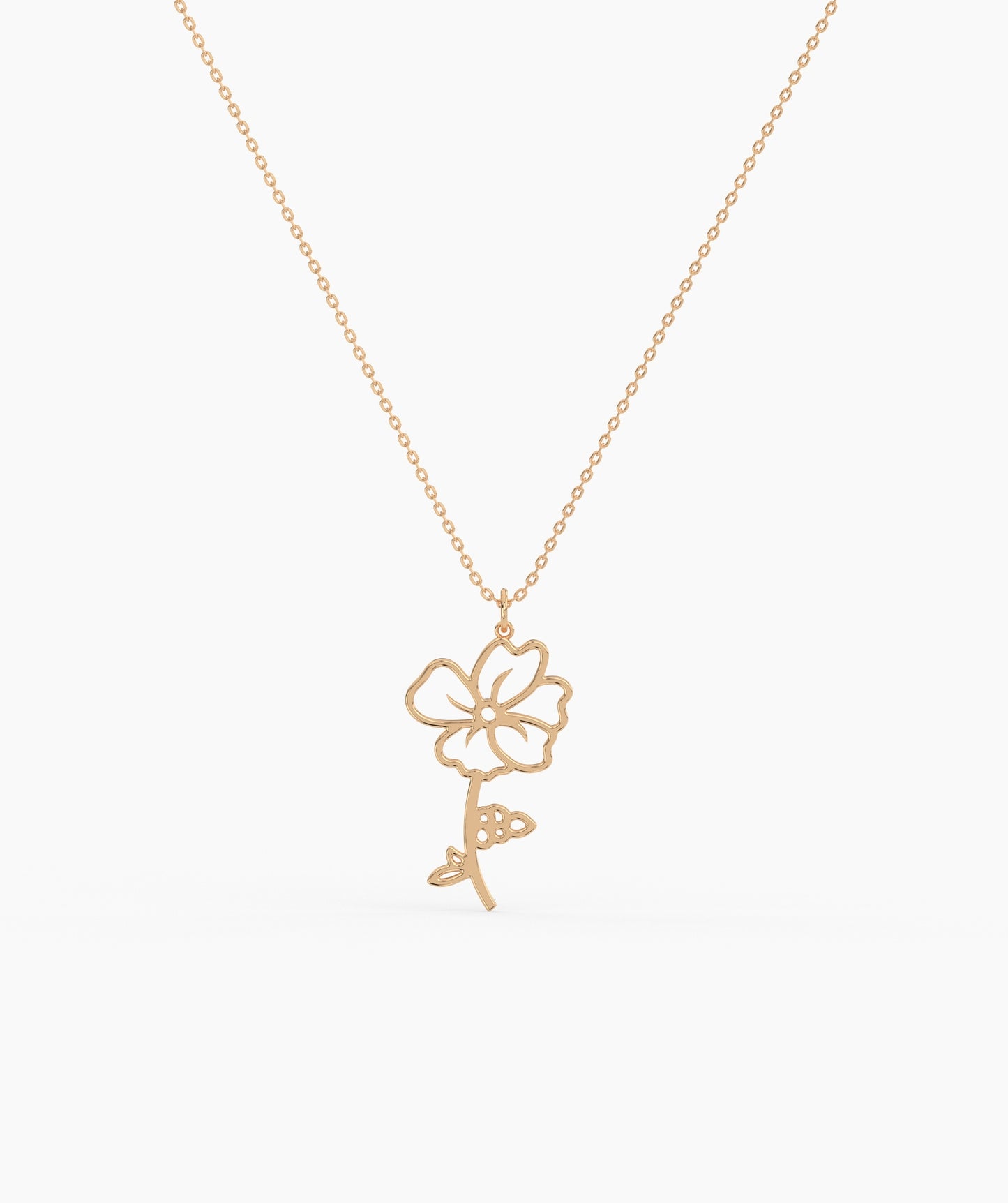 Personalized Birth Flower with Name Cut-Out Pendant Necklace