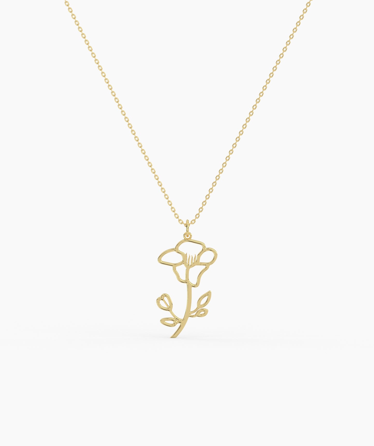 Personalized Birth Flower with Name Cut-Out Pendant Necklace