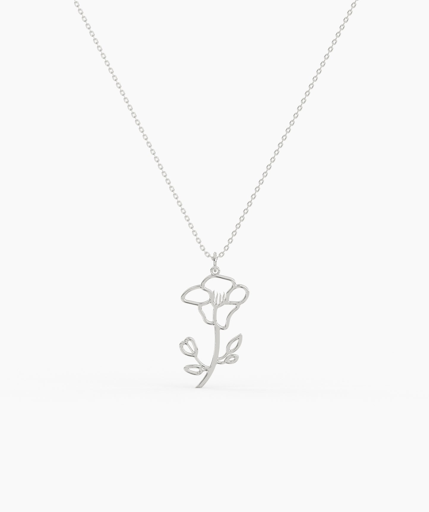 Personalized Birth Flower with Name Cut-Out Pendant Necklace