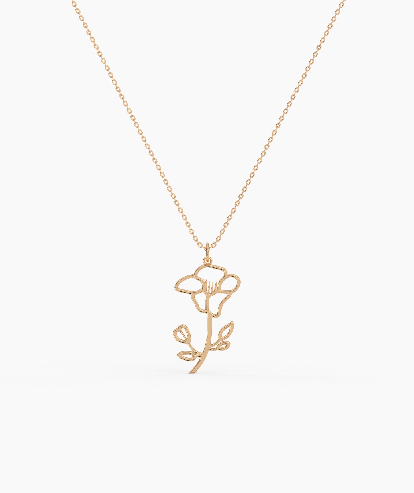 Personalized Birth Flower with Name Cut-Out Pendant Necklace