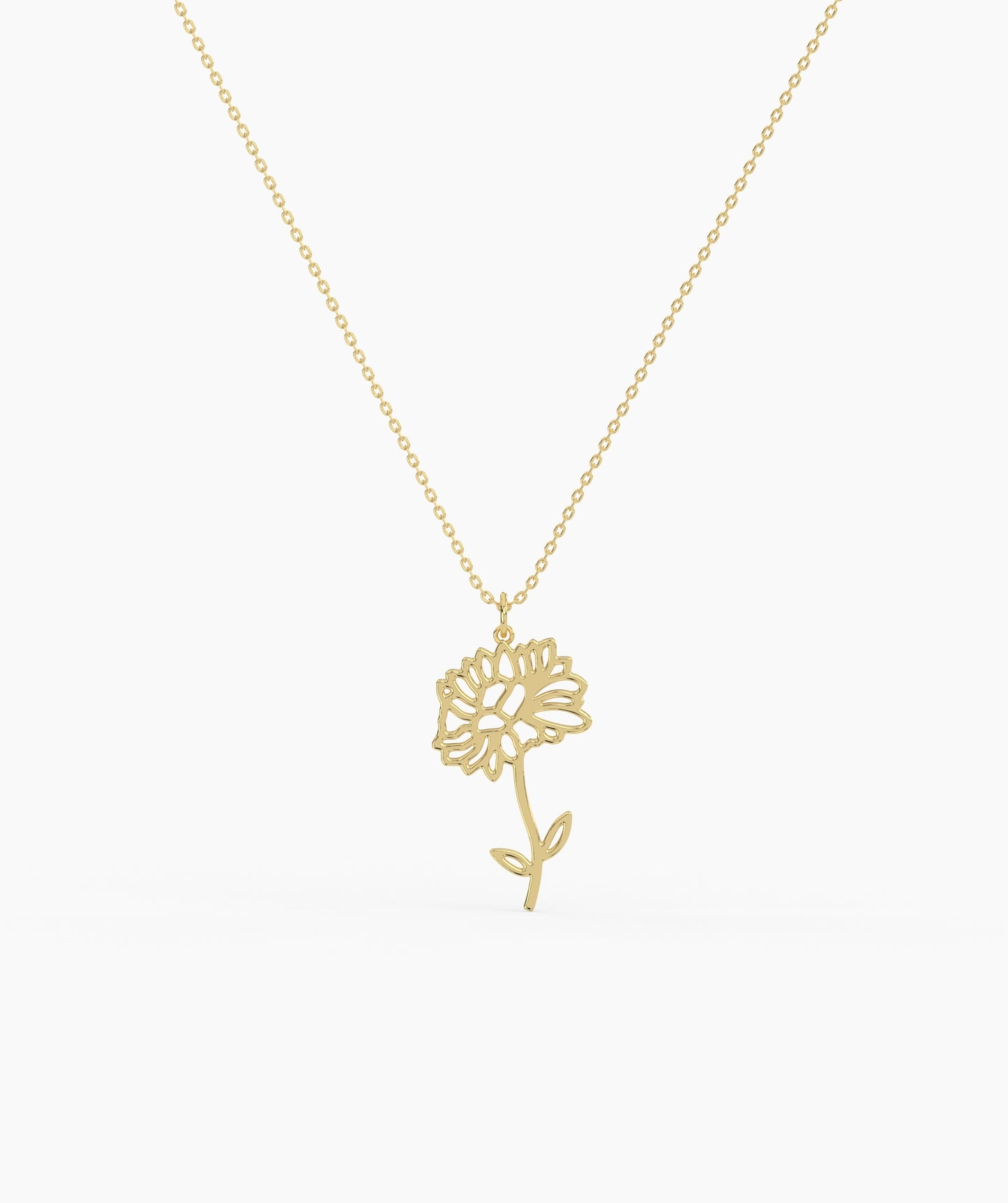 Personalized Birth Flower with Name Cut-Out Pendant Necklace