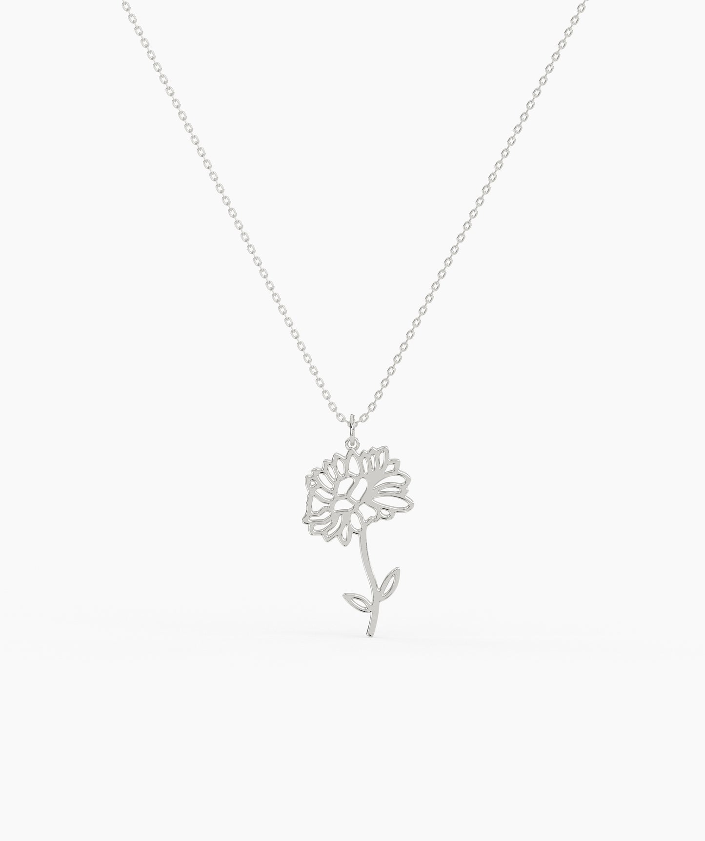 Personalized Birth Flower with Name Cut-Out Pendant Necklace
