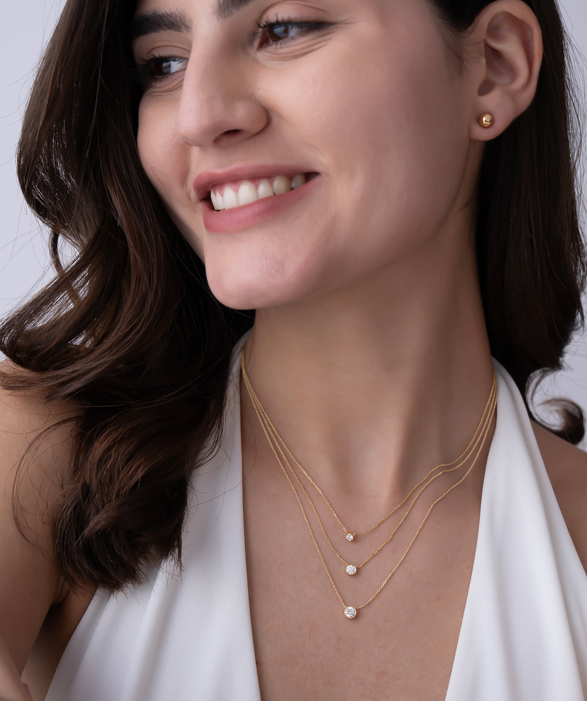 Bezel Set Round Solitaire Diamond Necklace