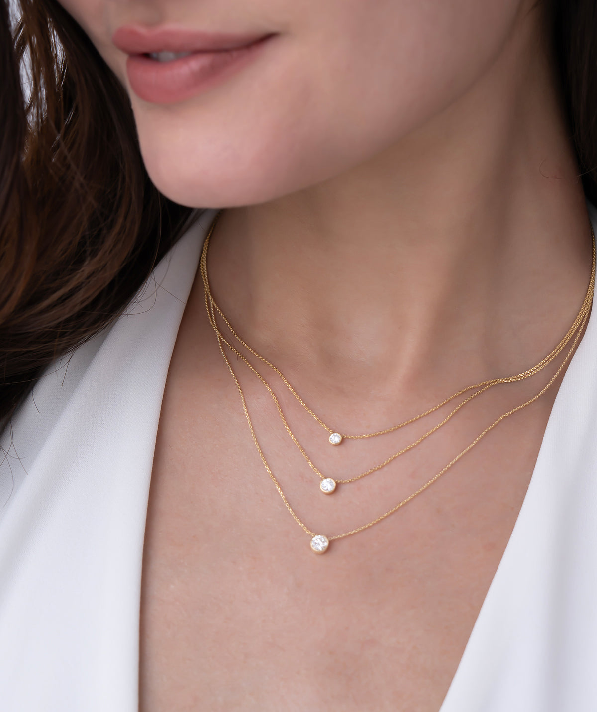 Bezel Set Round Solitaire Diamond Necklace