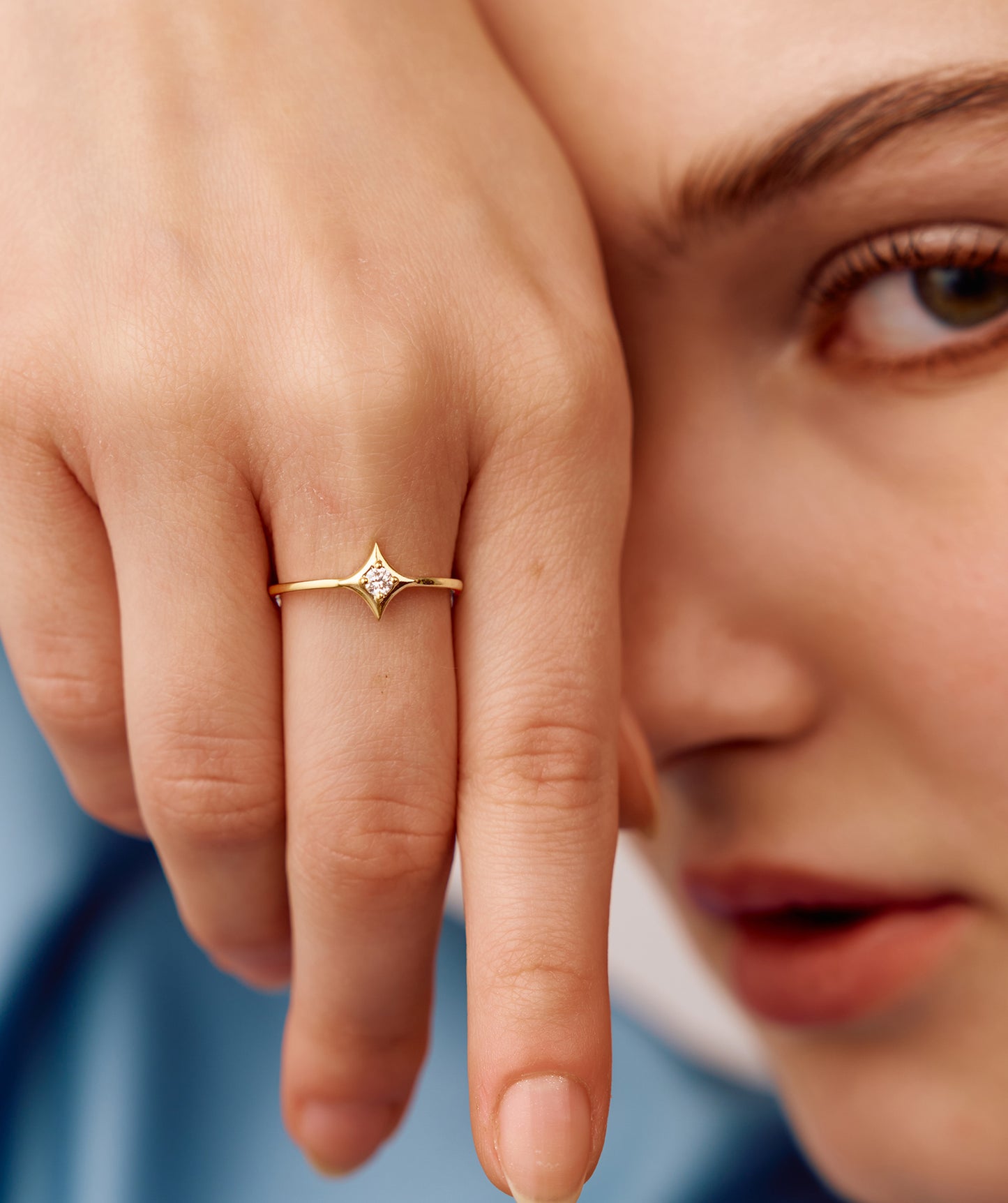 14K Solid Gold Geometric Ring