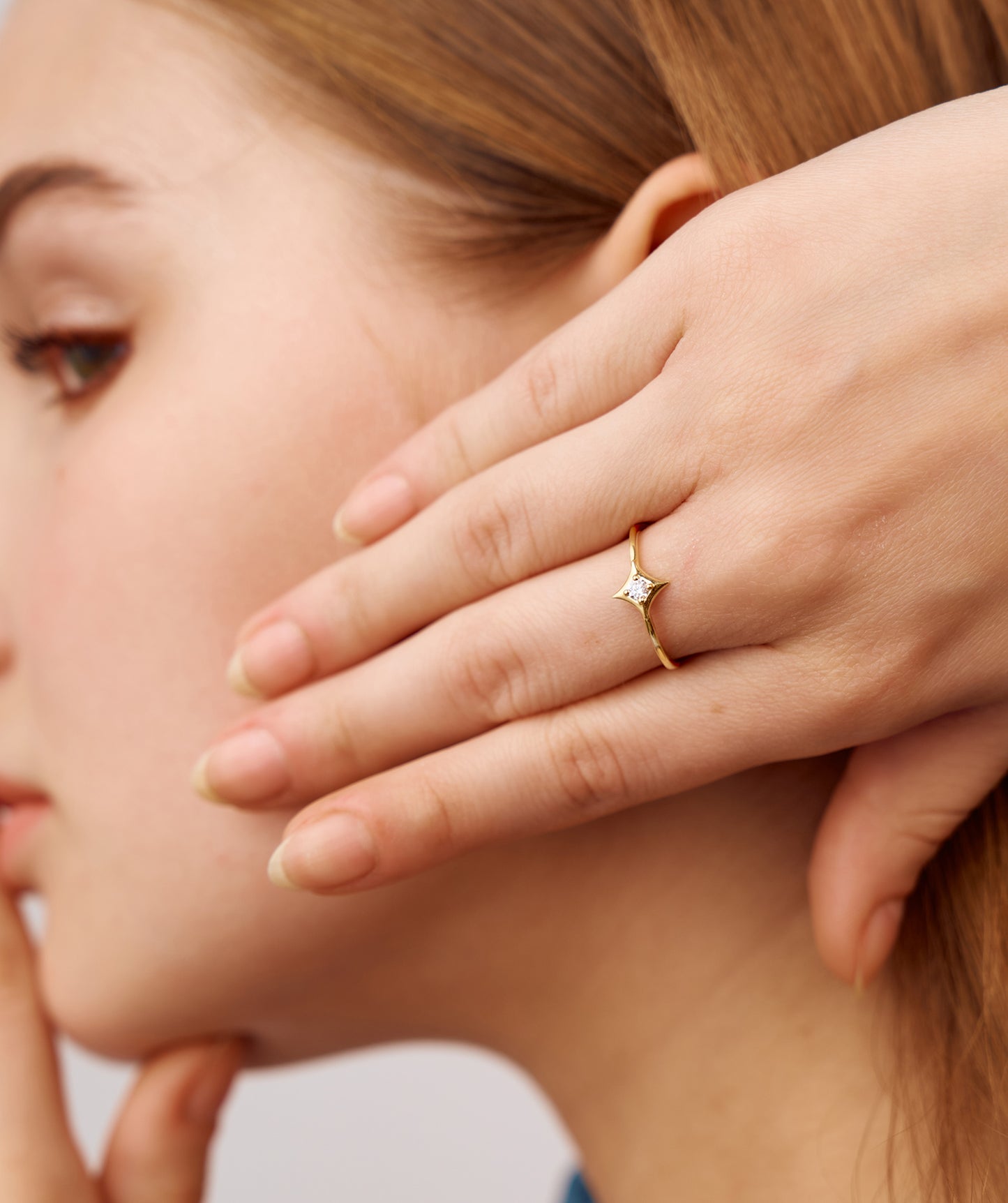 14K Solid Gold Geometric Ring
