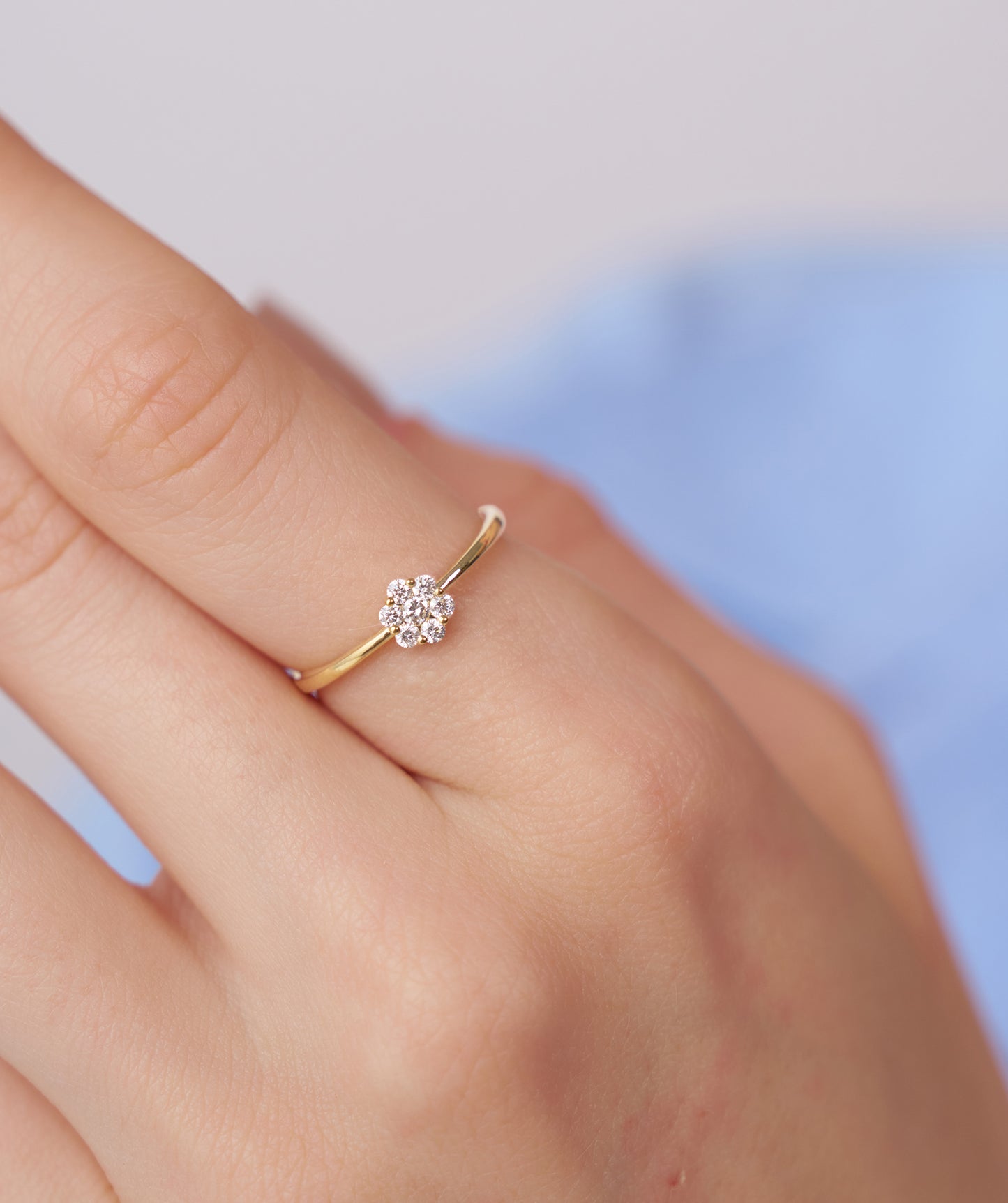 14K Gold Diamond Floral Ring