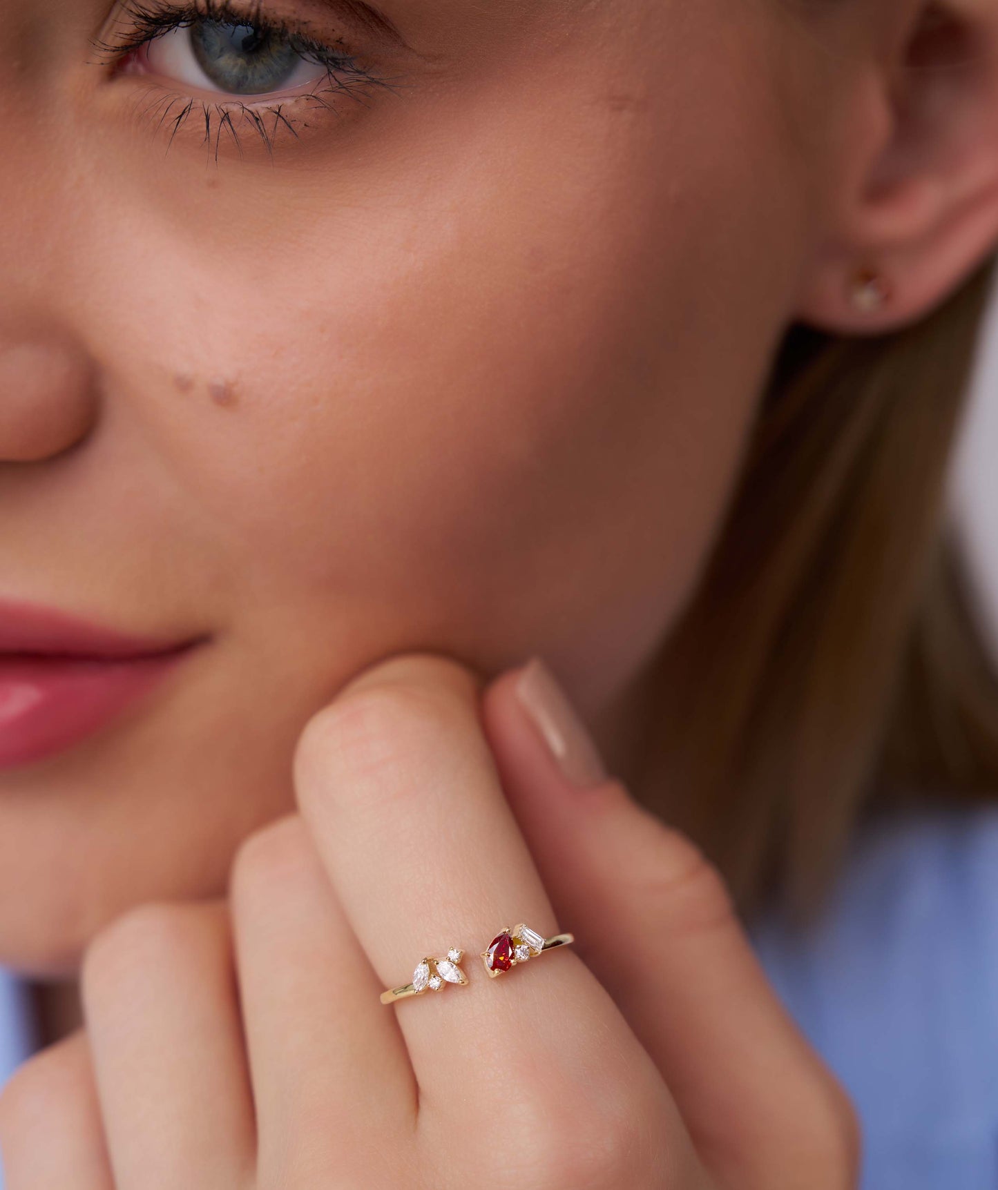 Heart-Cut Garnet & Diamond Cluster Ring