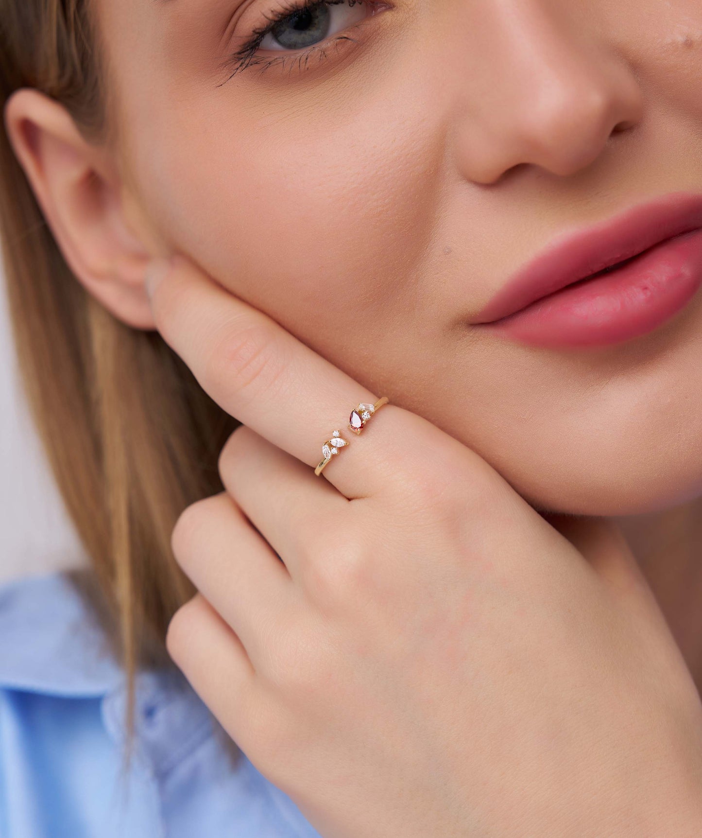 Heart-Cut Garnet & Diamond Cluster Ring