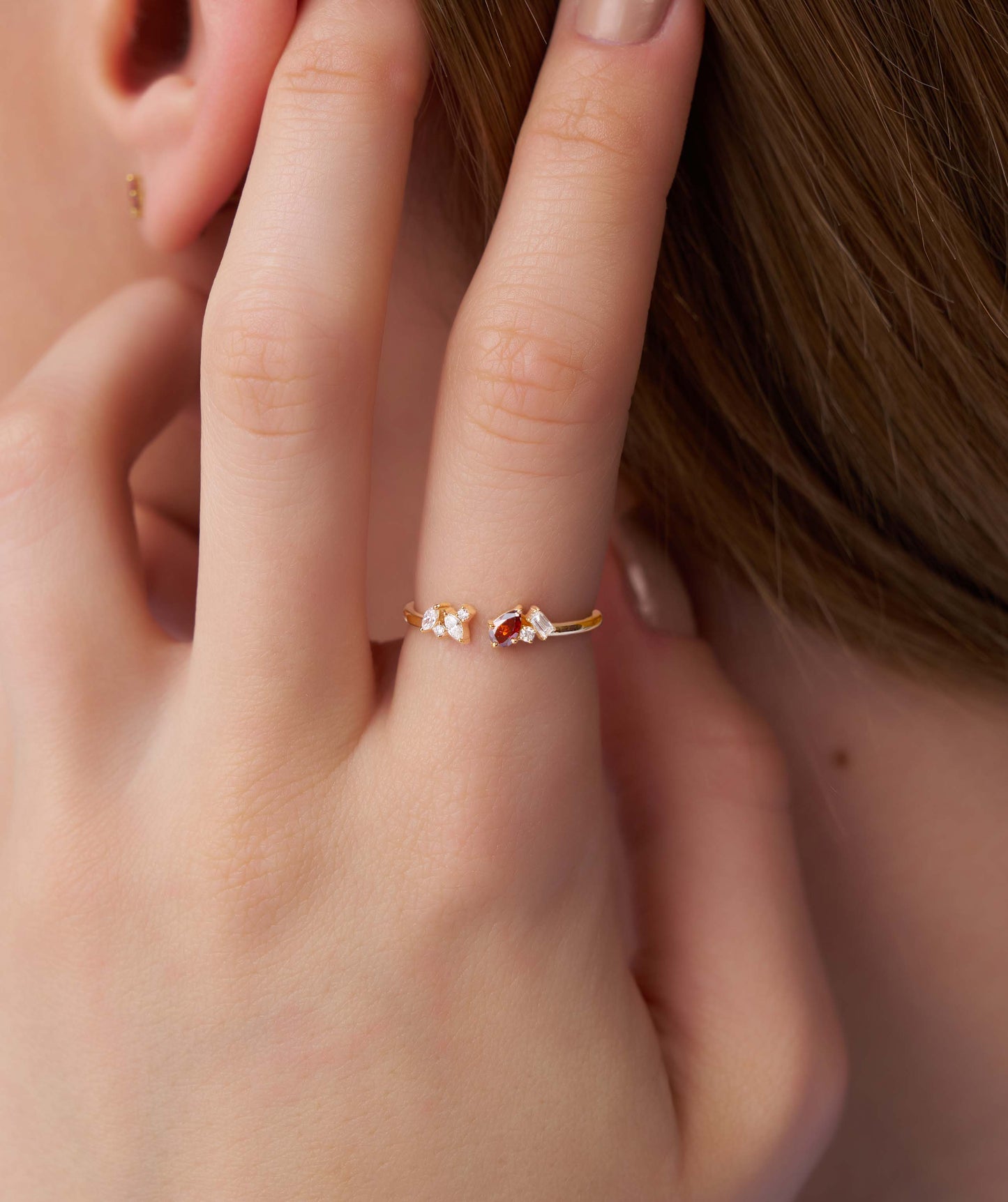 Heart-Cut Garnet & Diamond Cluster Ring