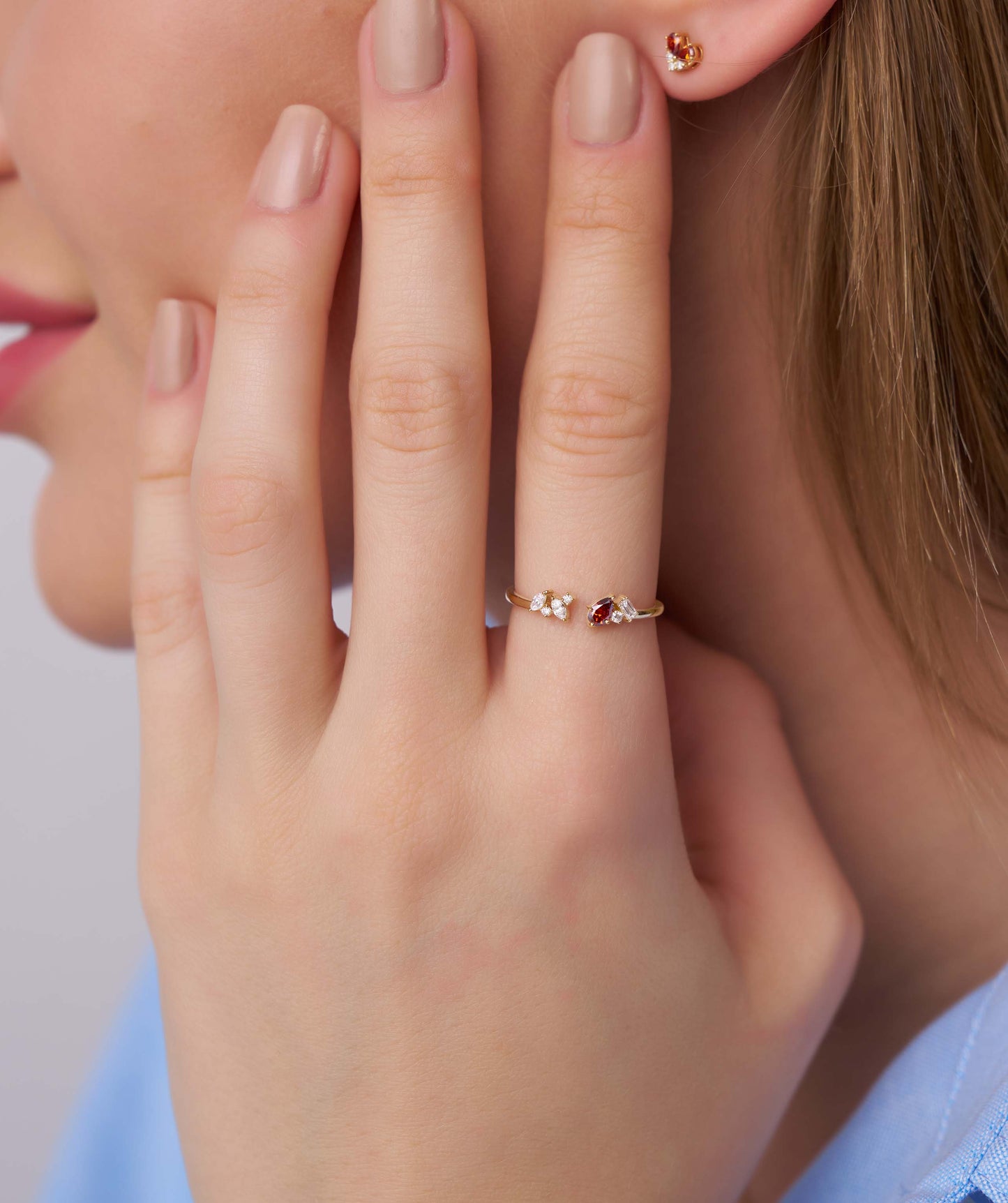 Heart-Cut Garnet & Diamond Cluster Ring