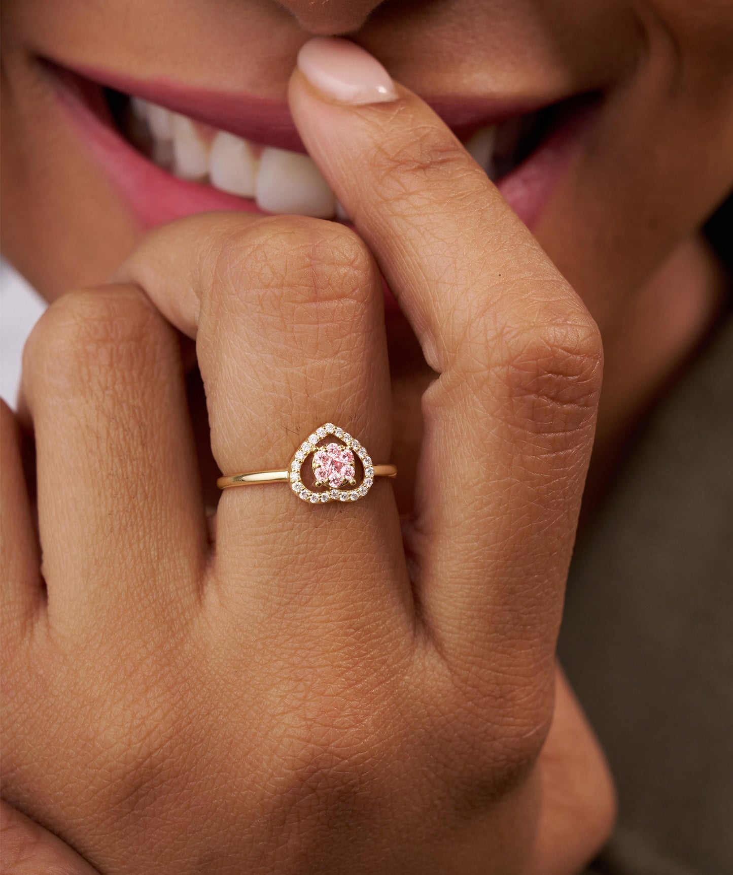 Heart Halo Pink Diamond Ring