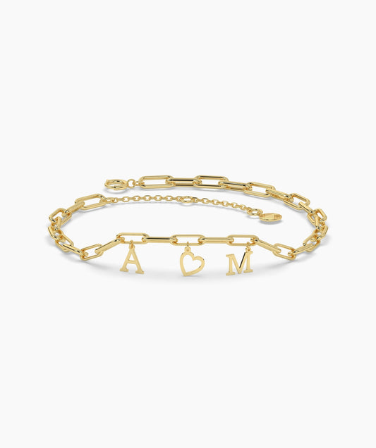 Personalized Charm 14K Gold Bracelet