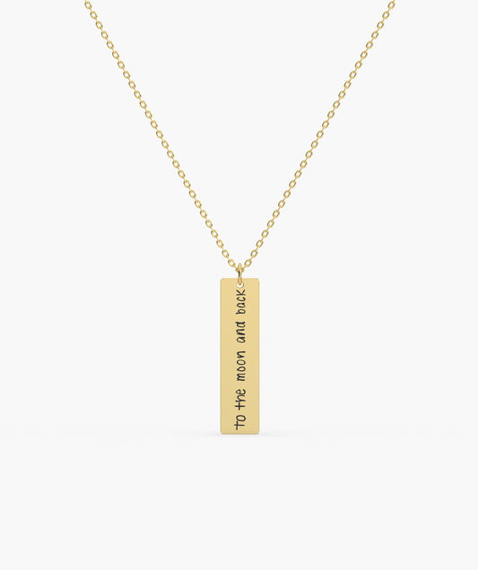 14K Gold Personalized Bar Necklace