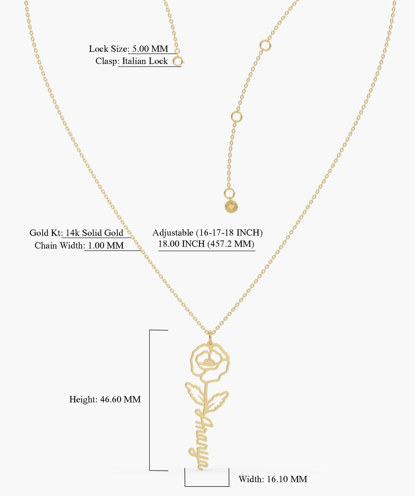 Blossoming Marilyn Name Pendant