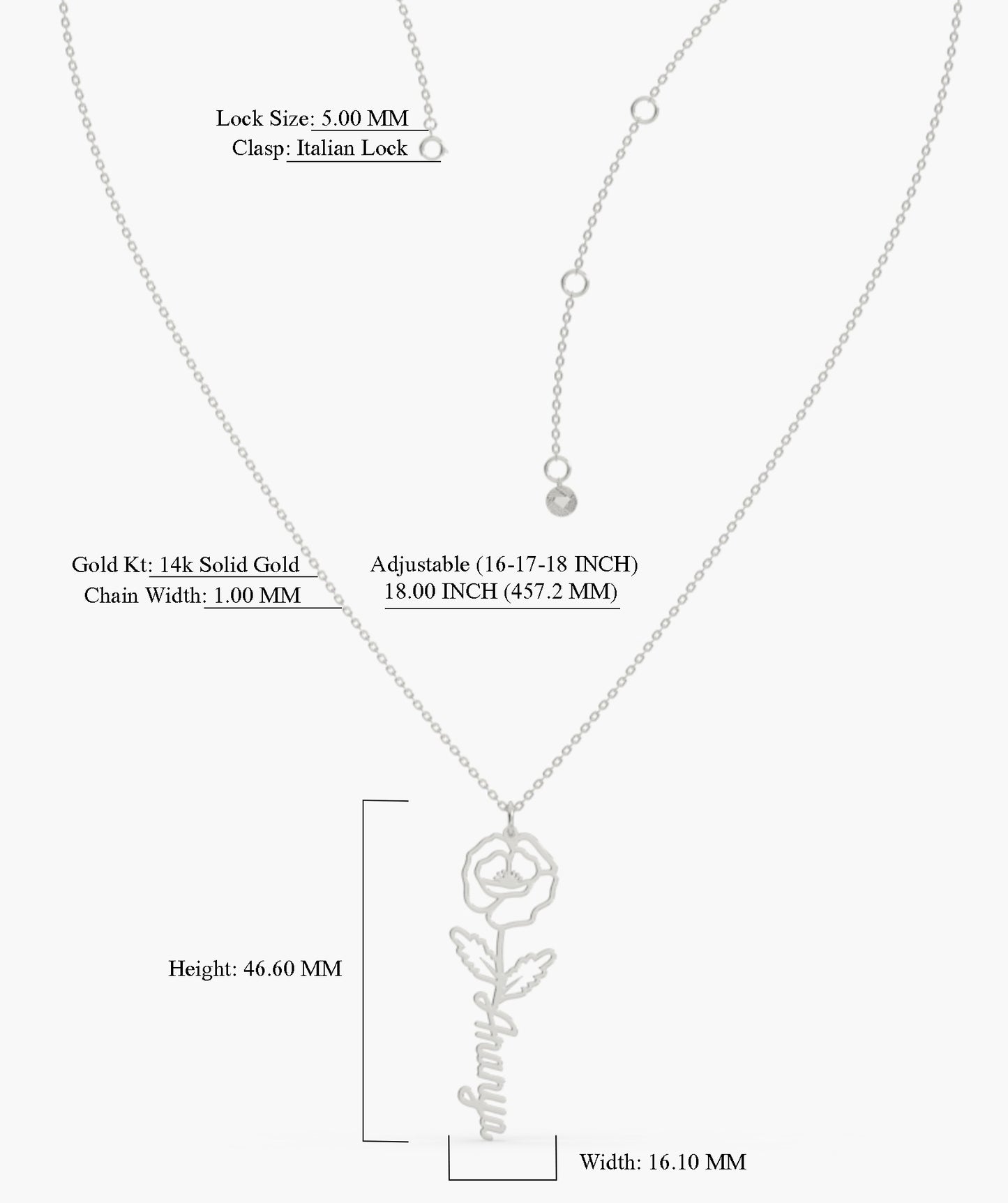 Blossoming Marilyn Name Pendant