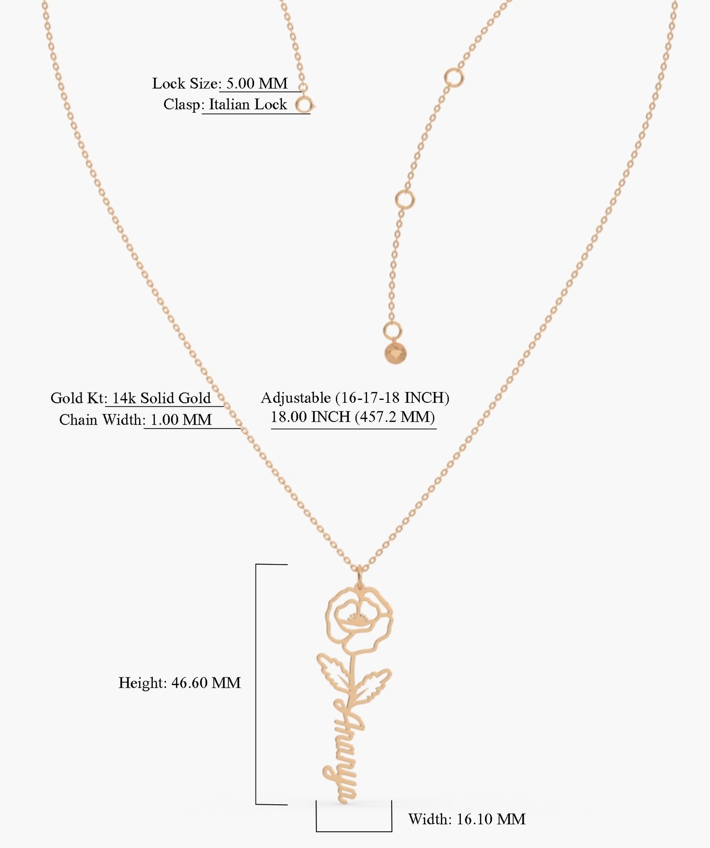 Blossoming Marilyn Name Pendant