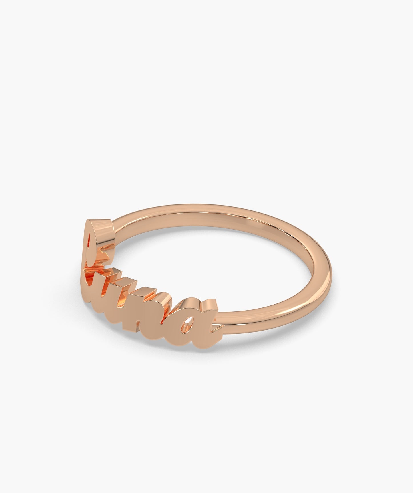 14K Rose Gold "Luna" Name Ring