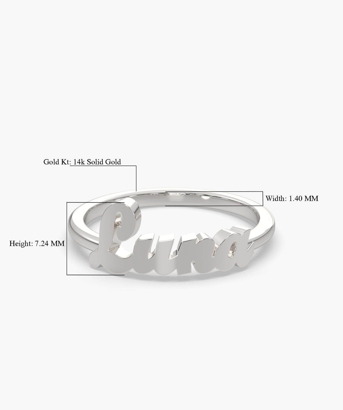 14K Rose Gold "Luna" Name Ring