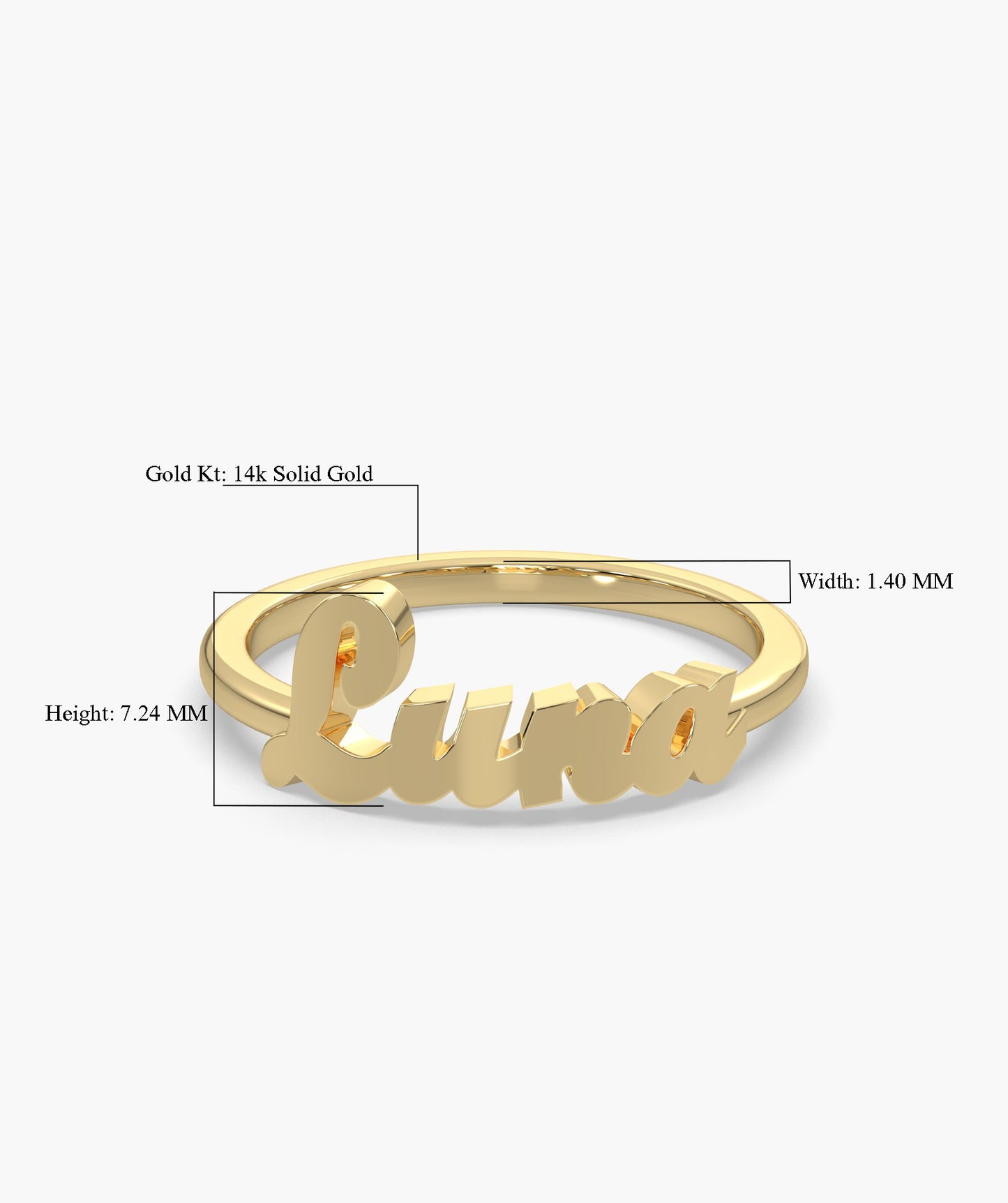 14K Rose Gold "Luna" Name Ring