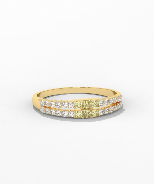 Yellow and White Dual Diamond Ring