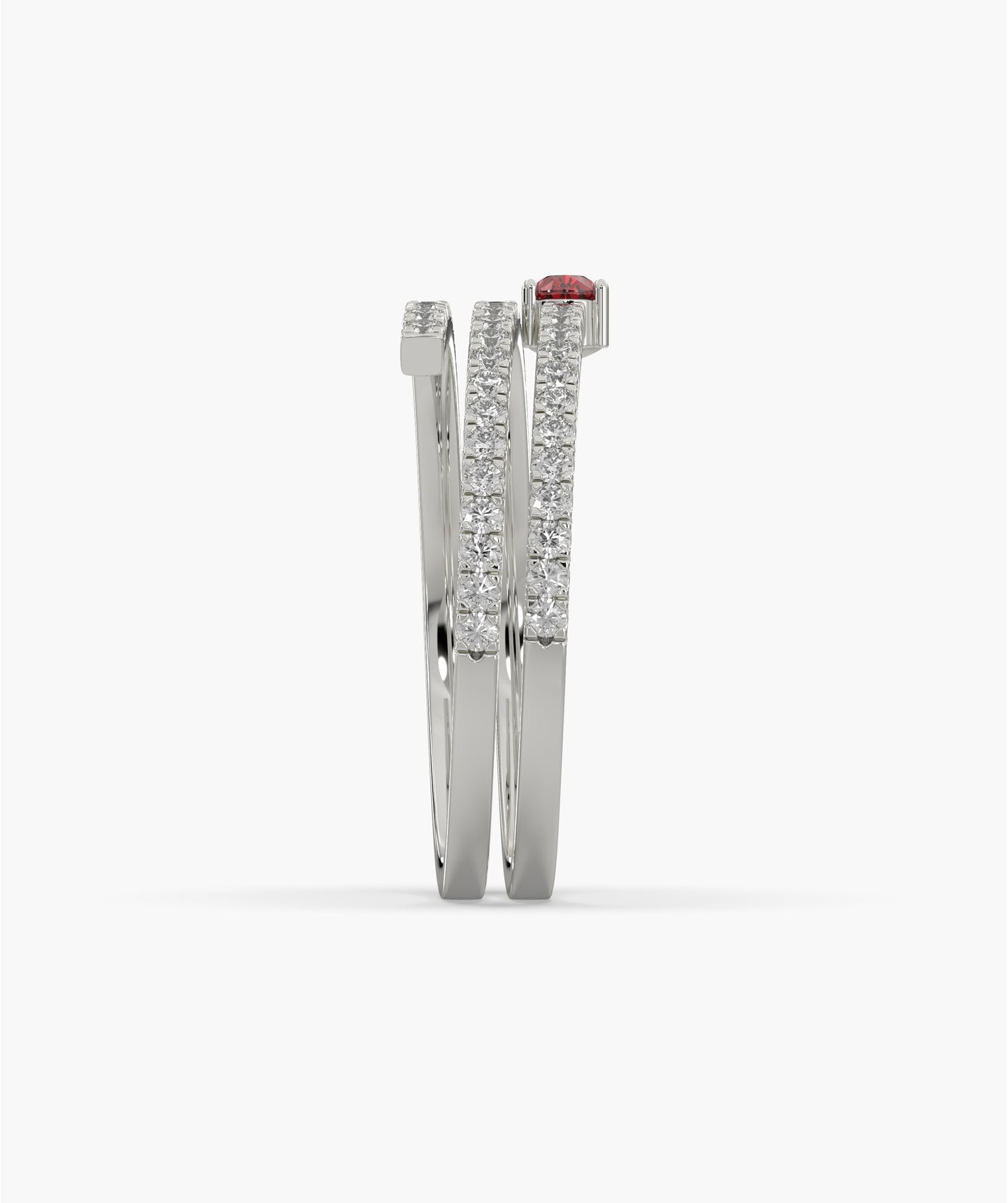 Ruby Heart 14K Gold Double Row Ring