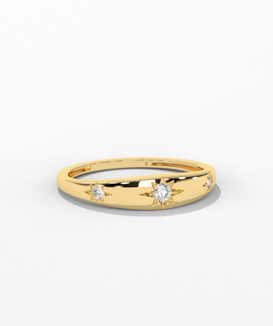 Star-Engraved Gold Band