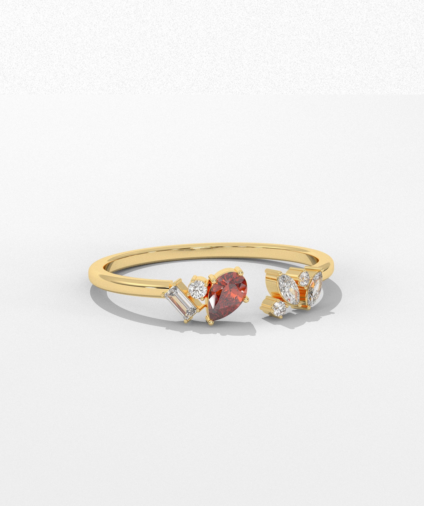 Heart-Cut Garnet & Diamond Cluster Ring