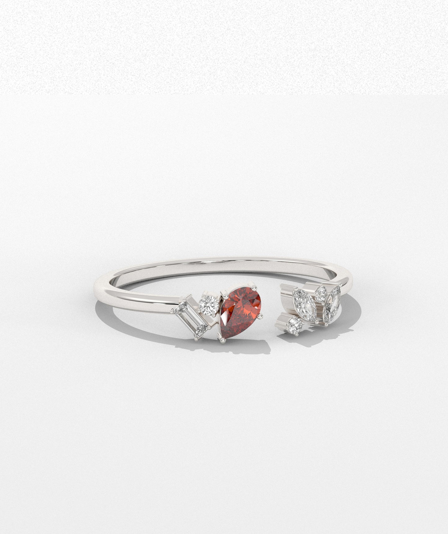 Heart-Cut Garnet & Diamond Cluster Ring