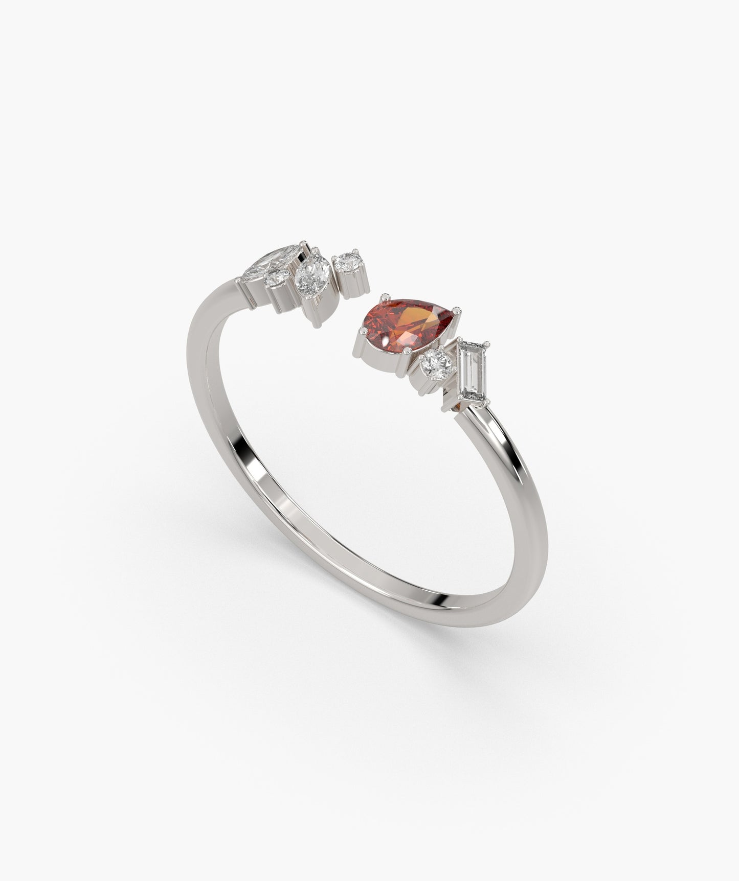 Heart-Cut Garnet & Diamond Cluster Ring