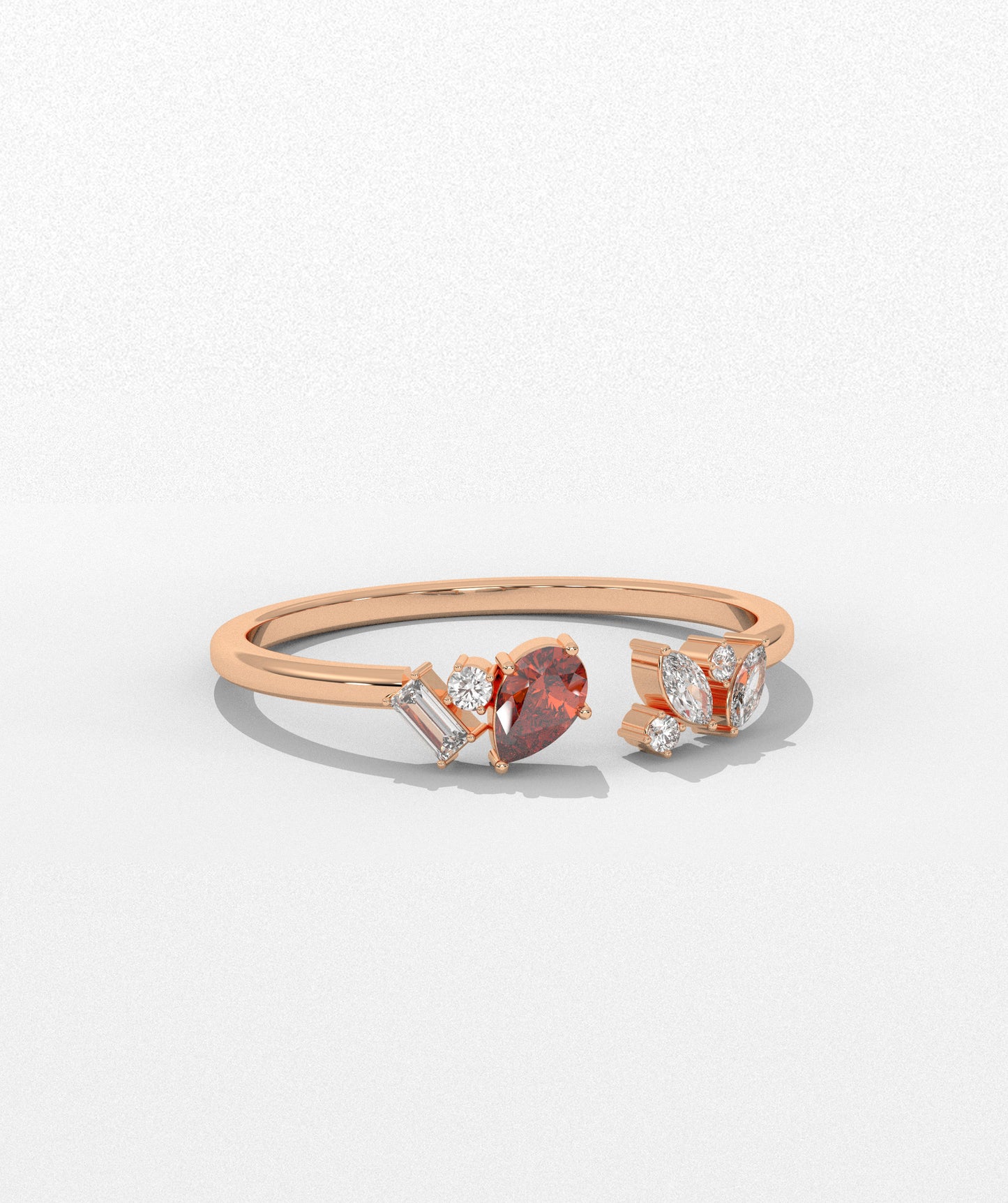 Heart-Cut Garnet & Diamond Cluster Ring