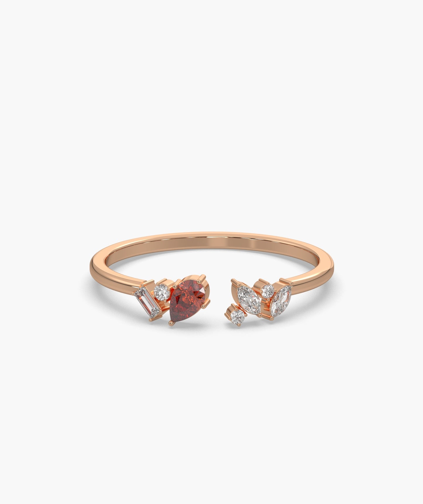 Heart-Cut Garnet & Diamond Cluster Ring