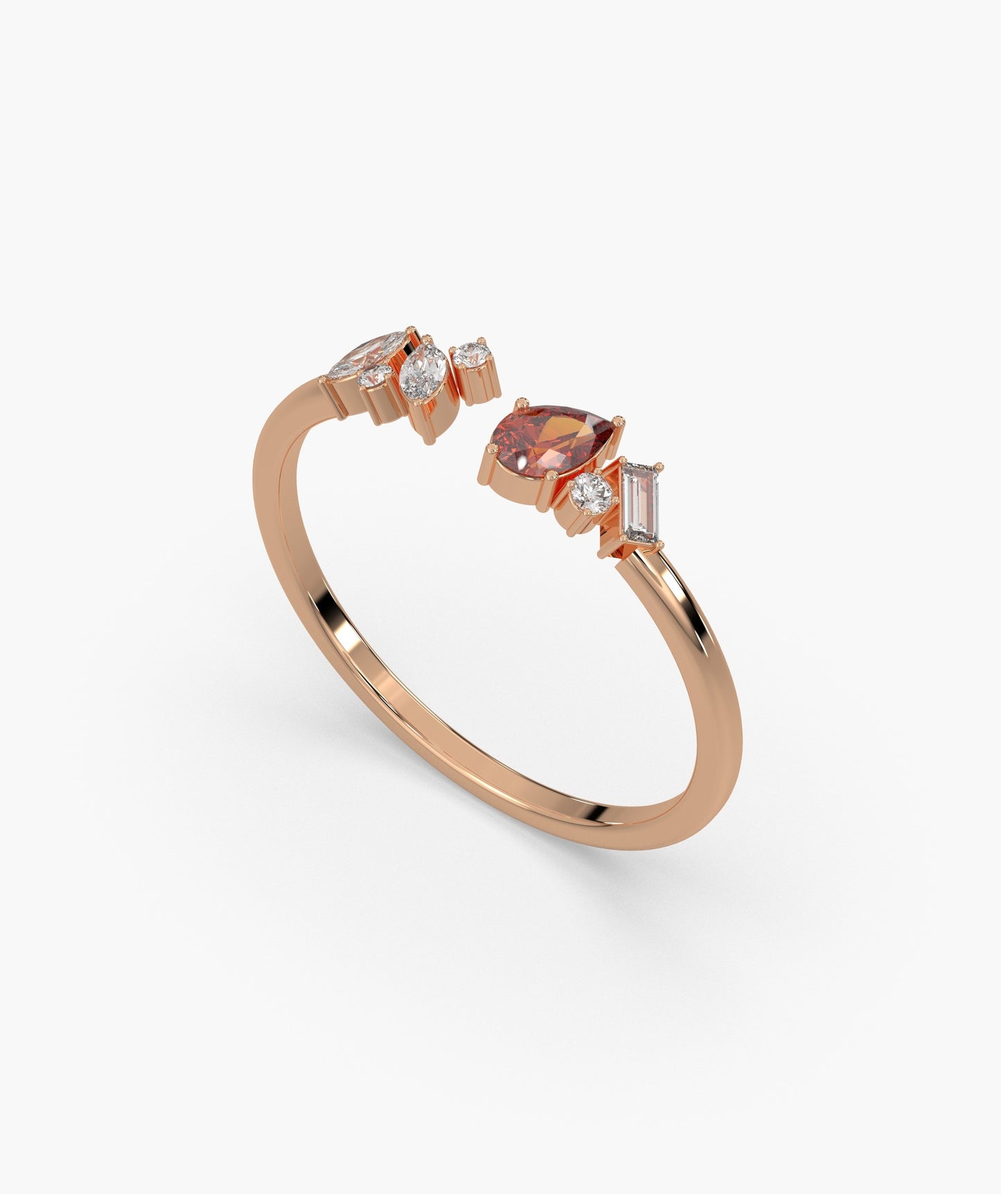 Heart-Cut Garnet & Diamond Cluster Ring