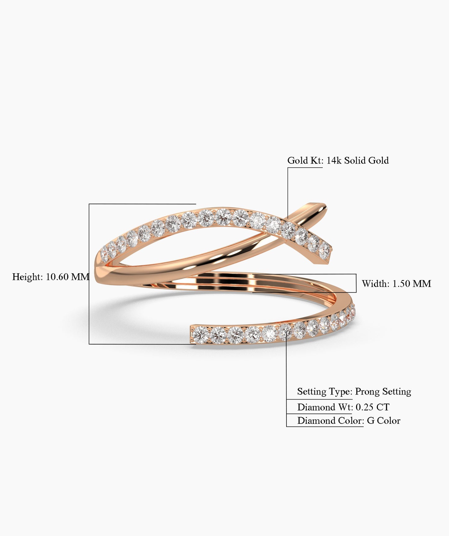 14K Gold Curved Diamond Ring