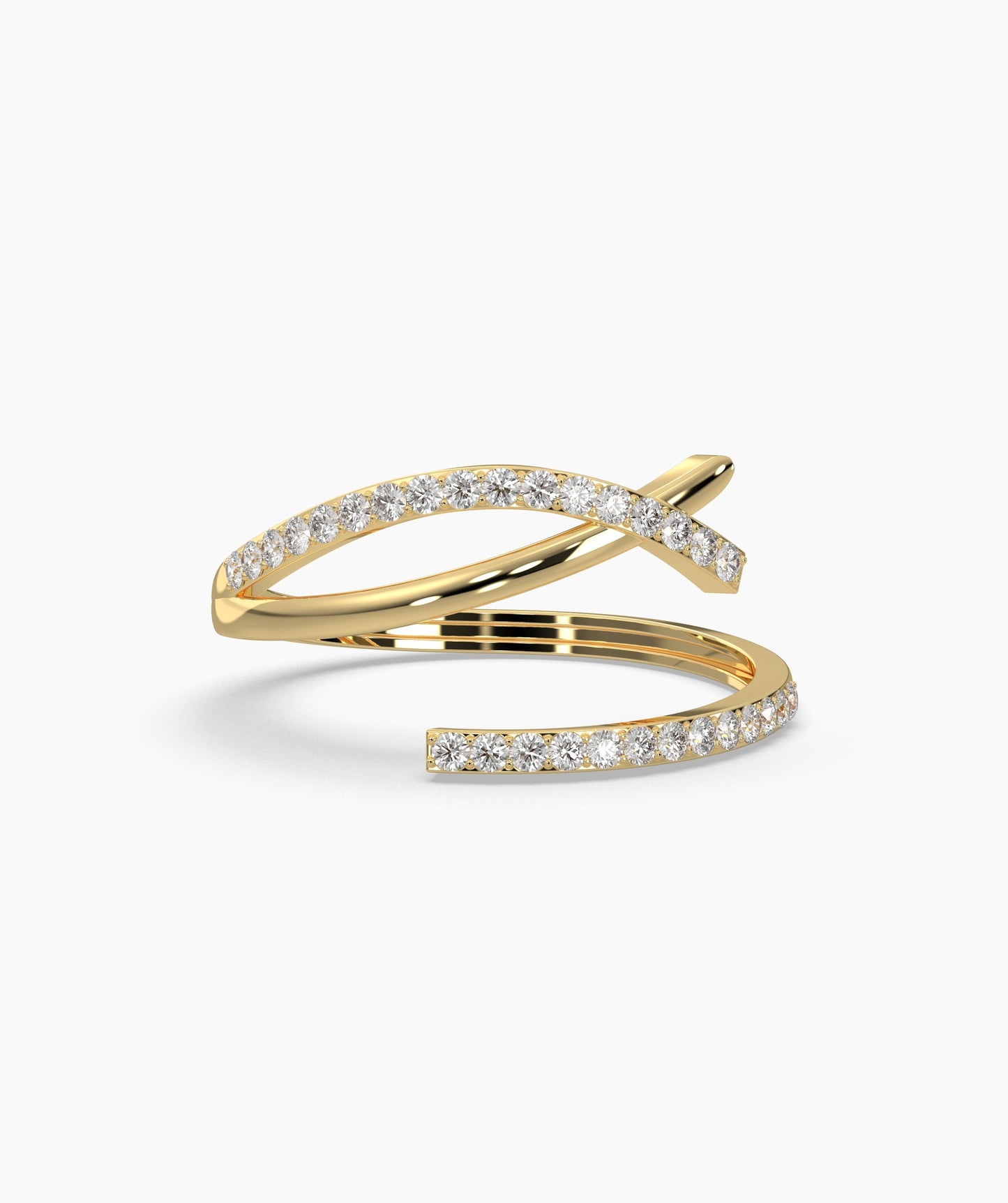 14K Gold Curved Diamond Ring