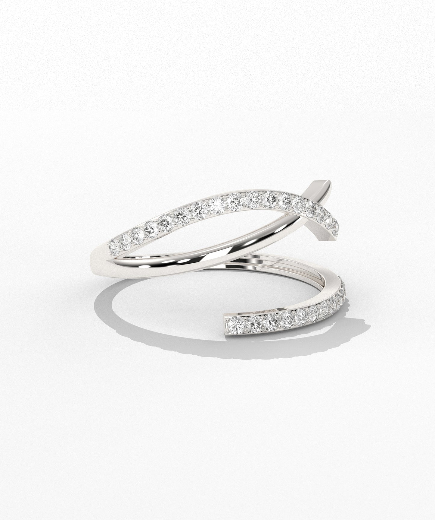 14K Gold Curved Diamond Ring