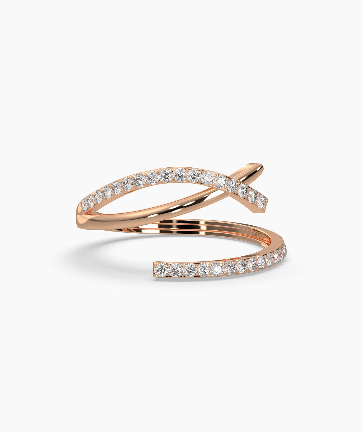 14K Gold Curved Diamond Ring