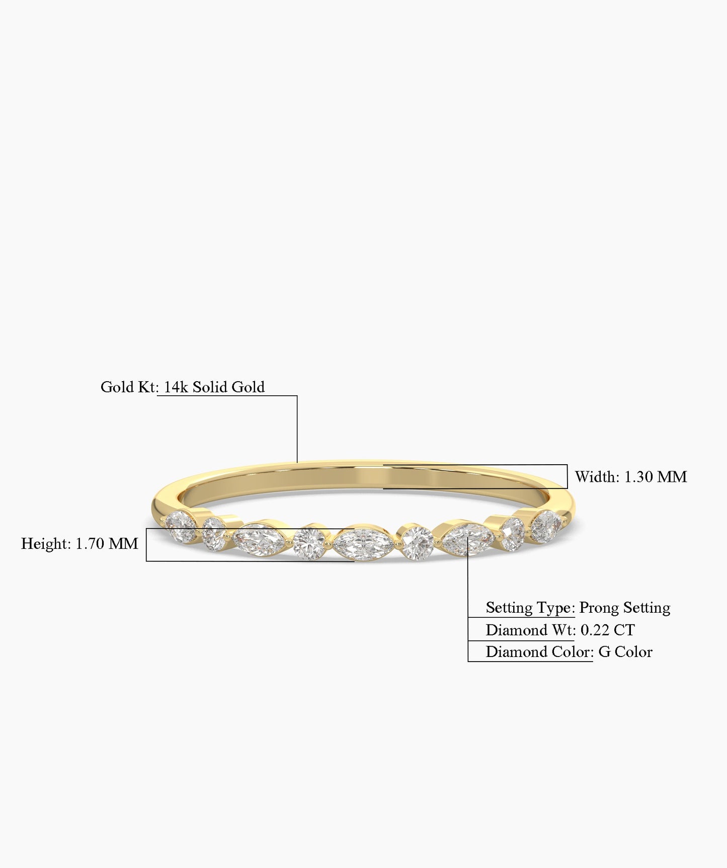 Diamond Band with Unique Stone Shapes