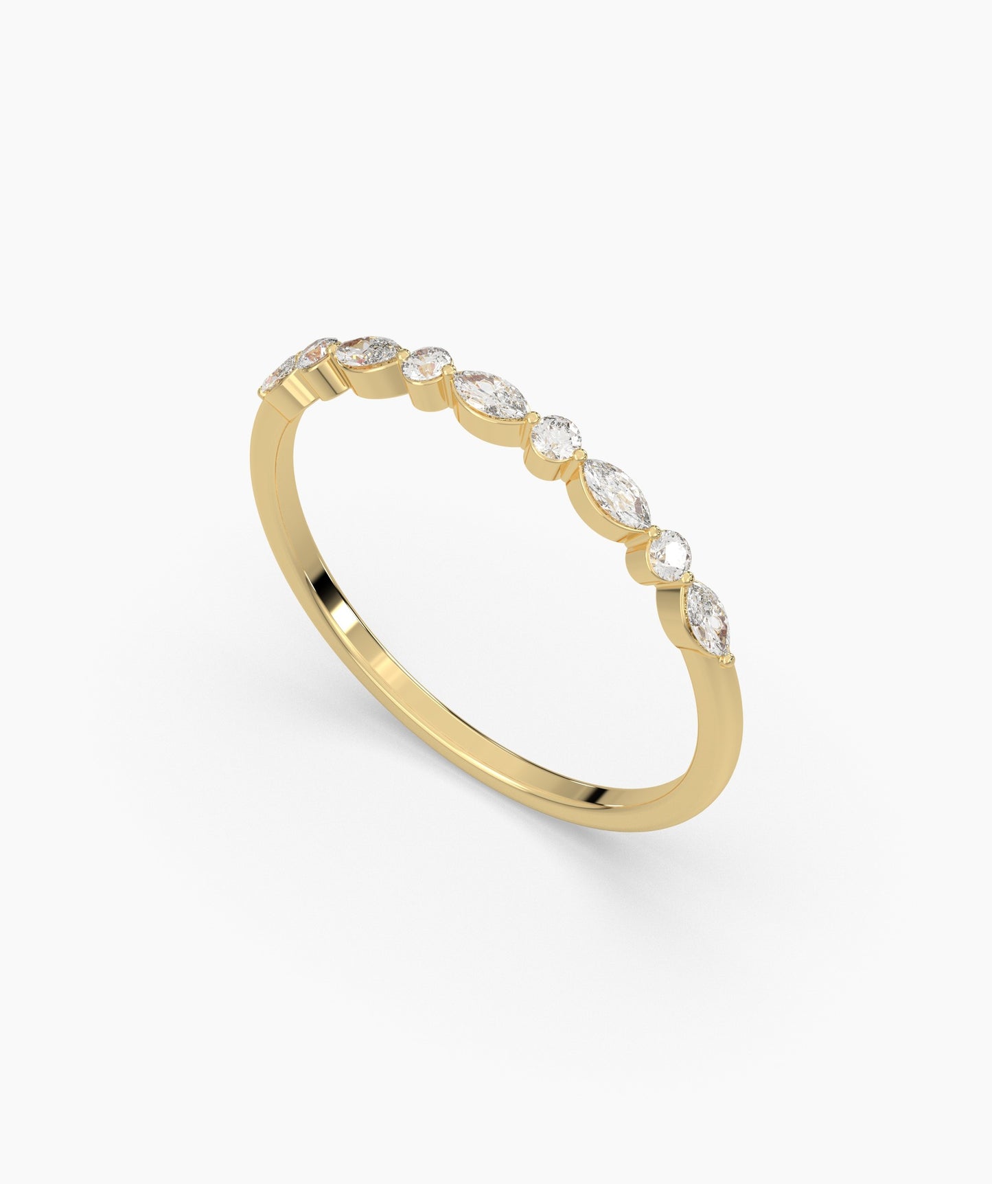 Diamond Band with Unique Stone Shapes