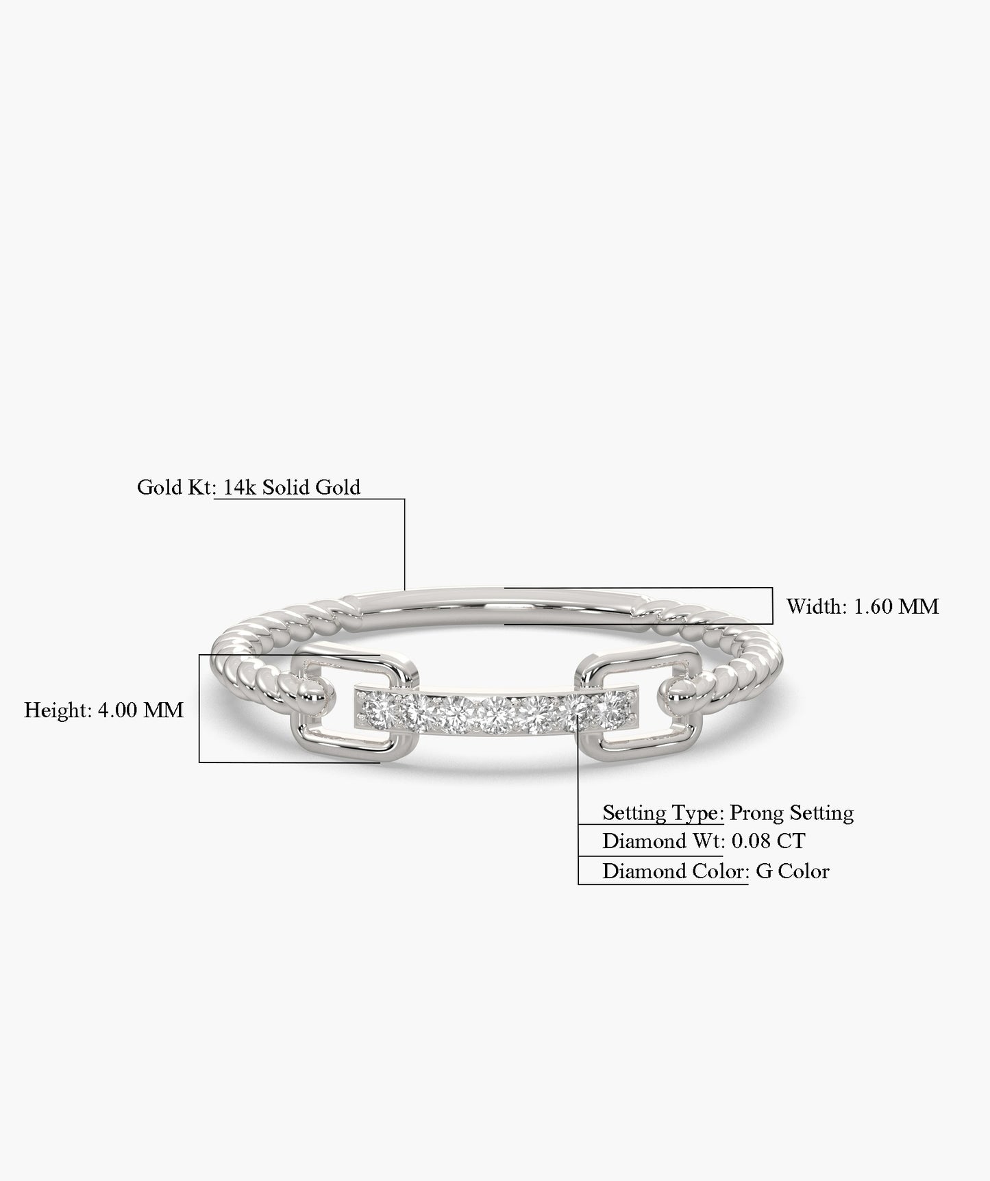 Rope Link Diamond Band