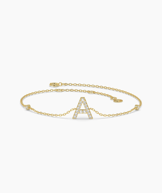 Signature Initial 'A' Diamond Bracelet