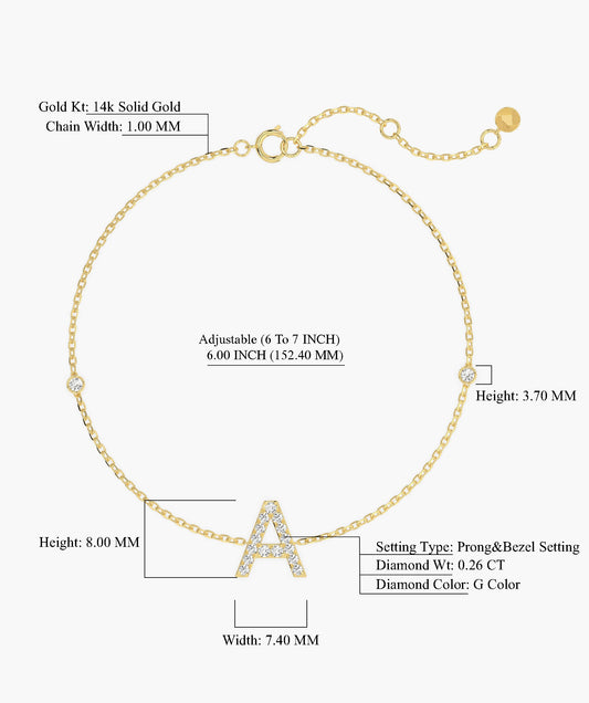 Pave Diamond Initial Bracelet