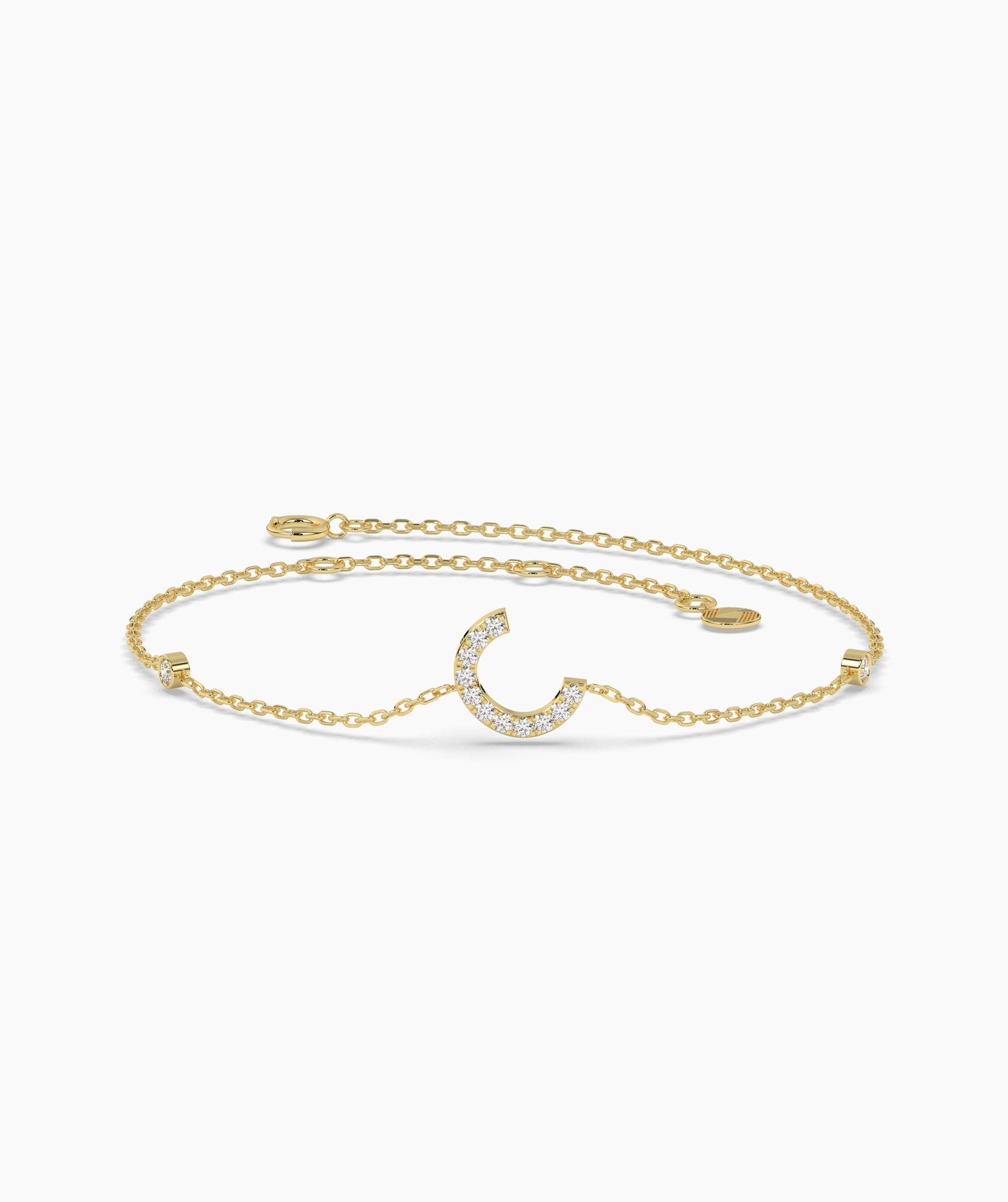 14K Gold Initial 'C' Diamond Bracelet