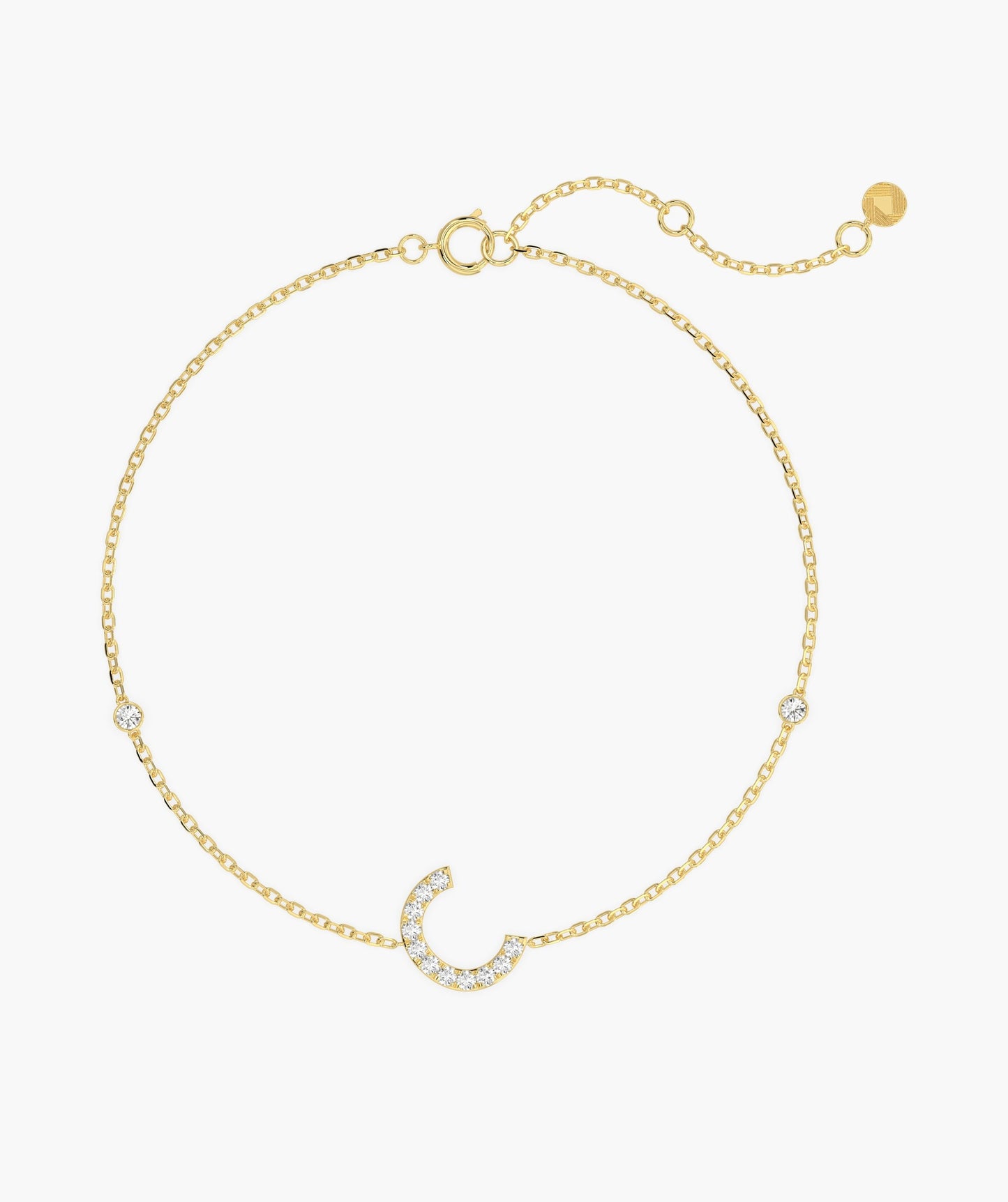 14K Gold Initial 'C' Diamond Bracelet