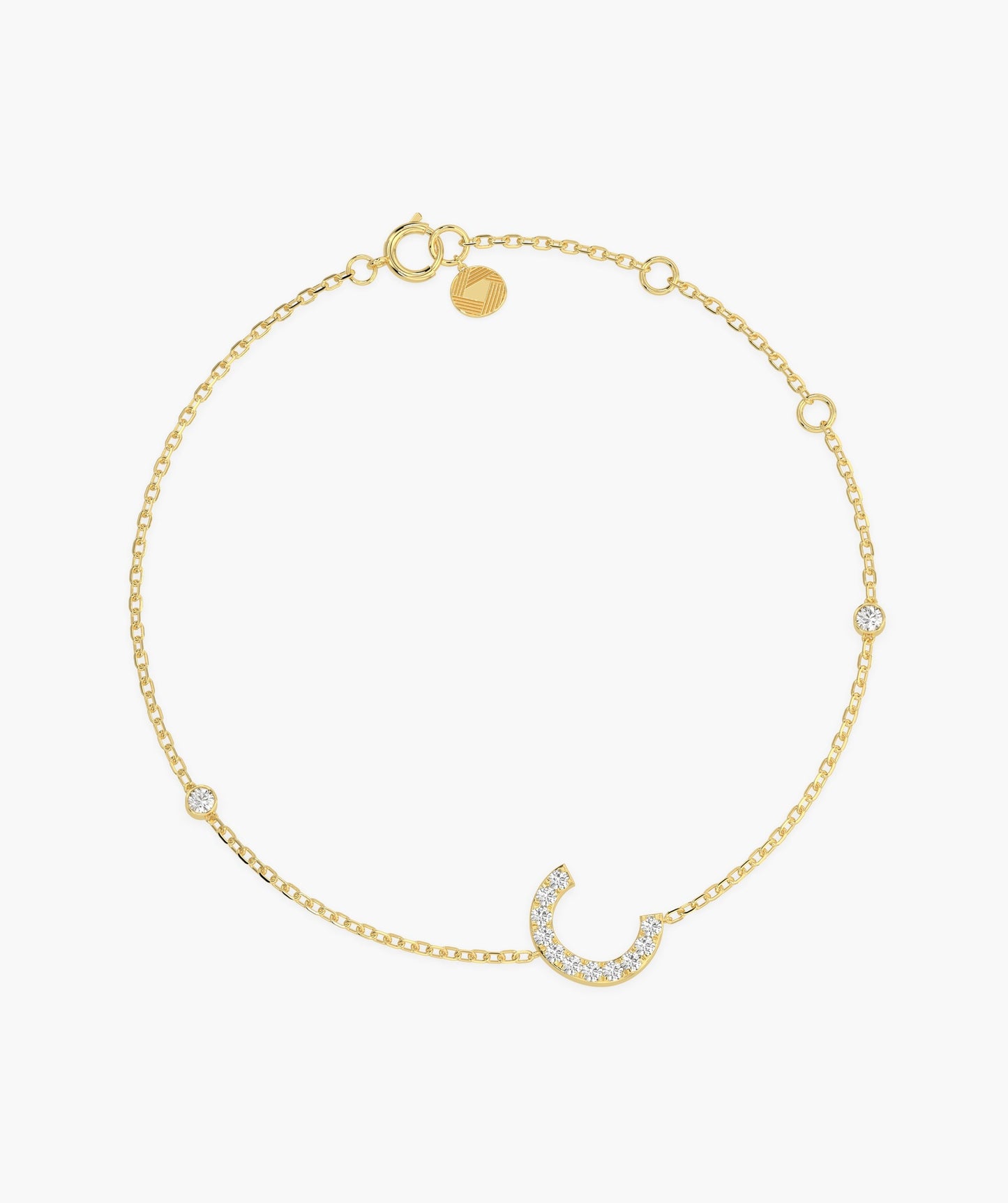 14K Gold Initial 'C' Diamond Bracelet
