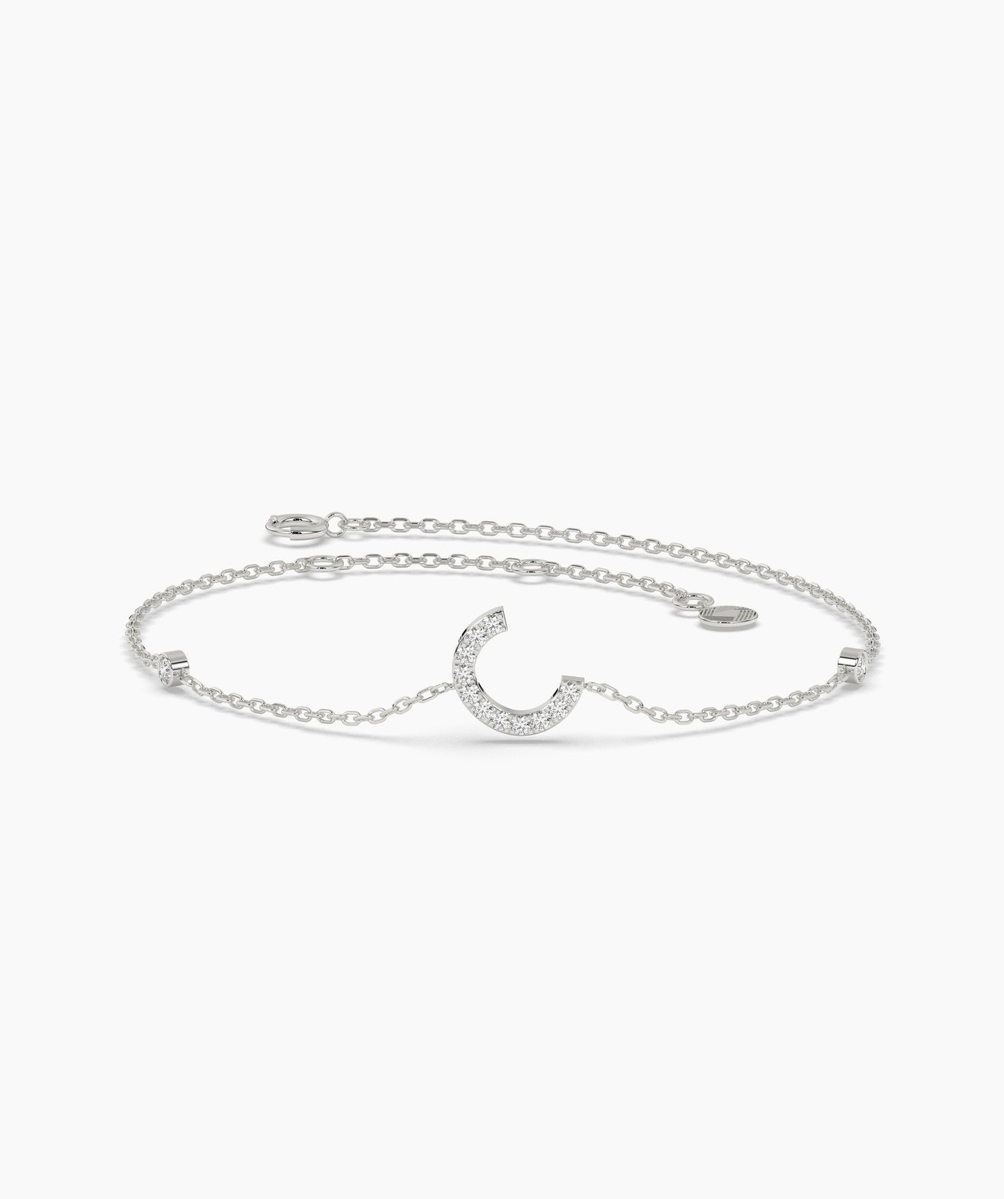 14K Gold Initial 'C' Diamond Bracelet
