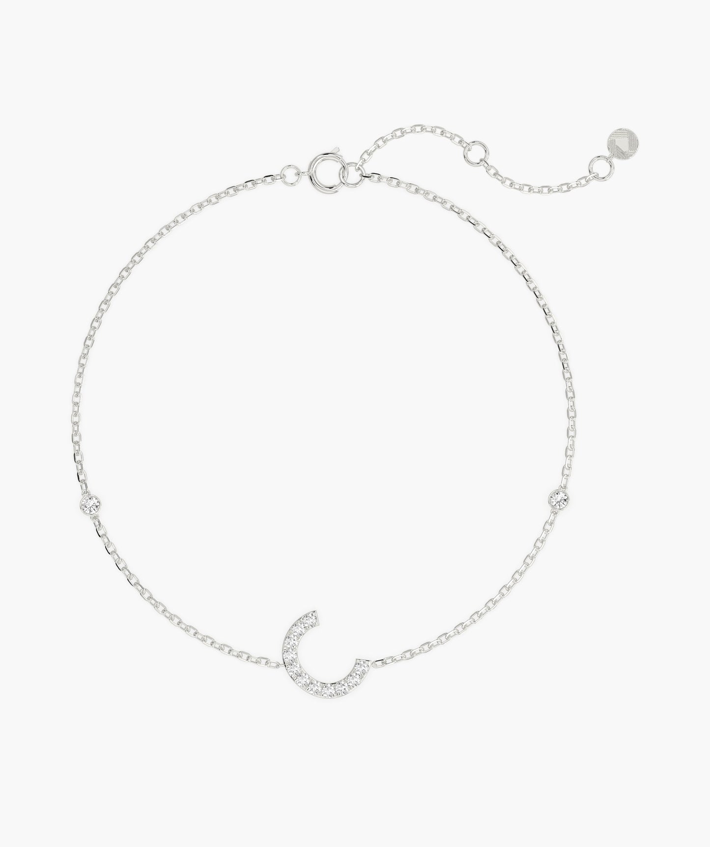 14K Gold Initial 'C' Diamond Bracelet